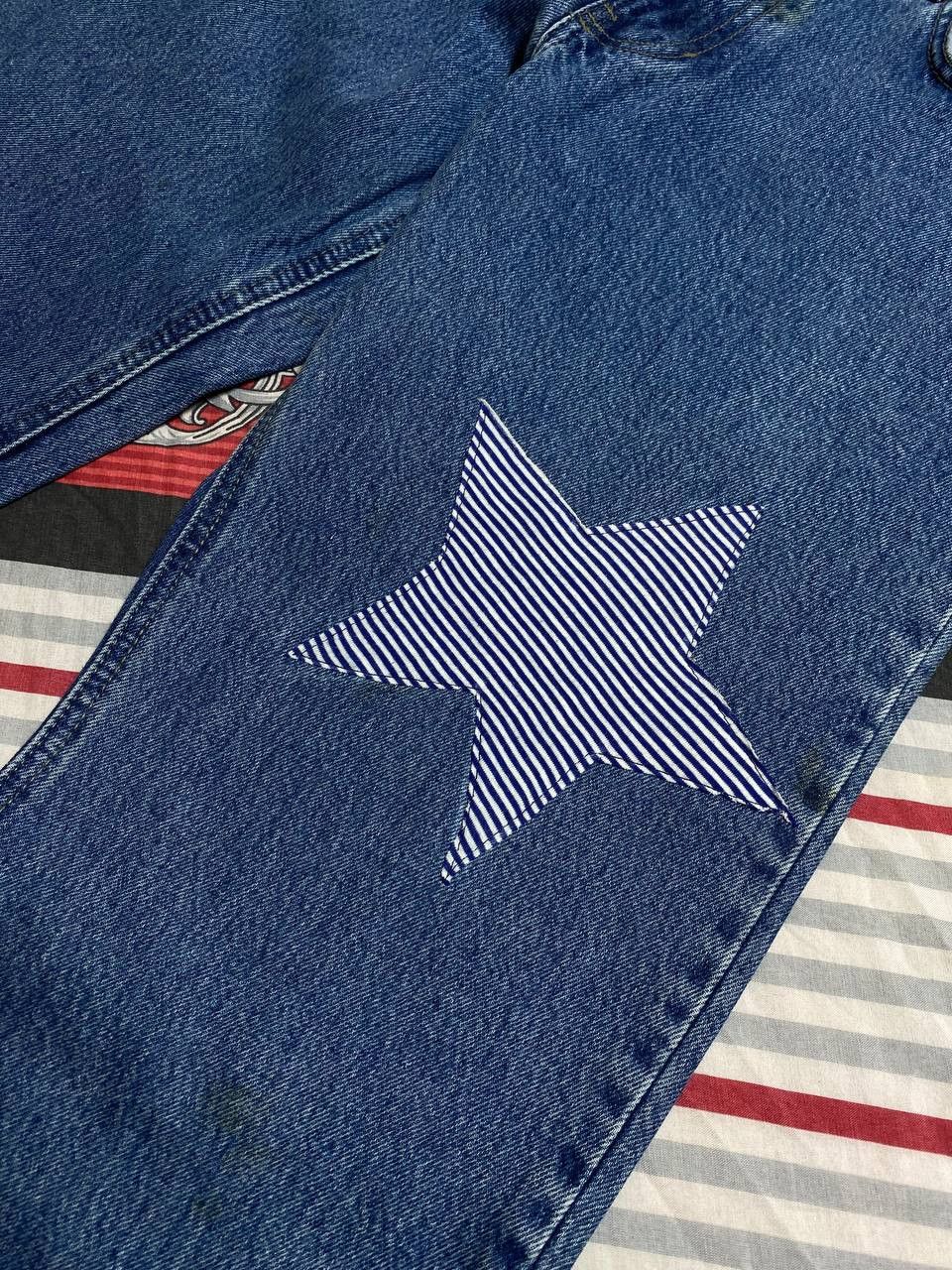 Japanese Brand Distressed Dirty Patchwork Flared Denim Jeans Crush Faded Size US 32 / EU 48 - 20 Thumbnail