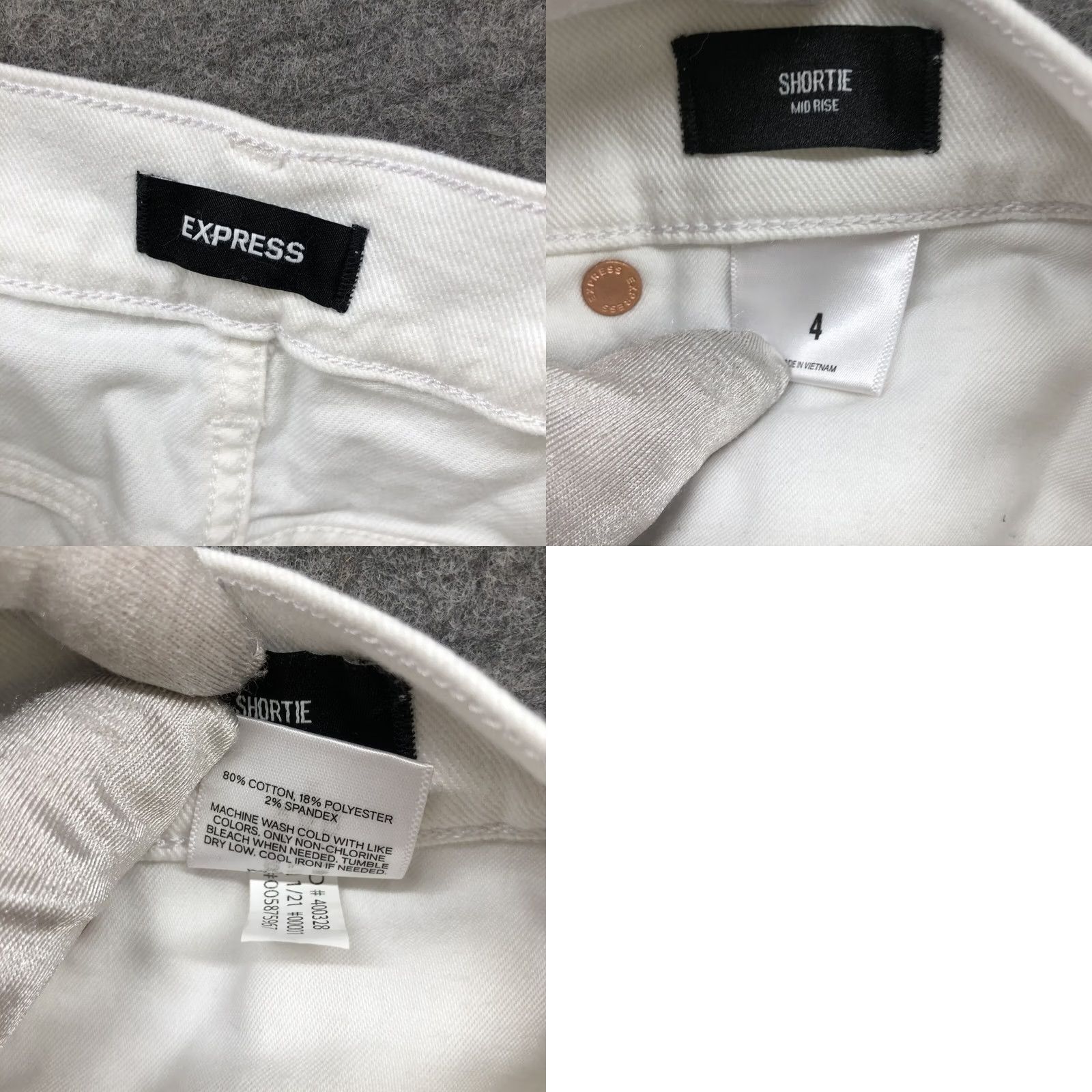 Express VINTAGE Express Mid Rise Shortie Jean Shorts Womens Size 4 White Cutoff Roll Cuff Size 27" / US 4 / IT 40 - 8 Thumbnail