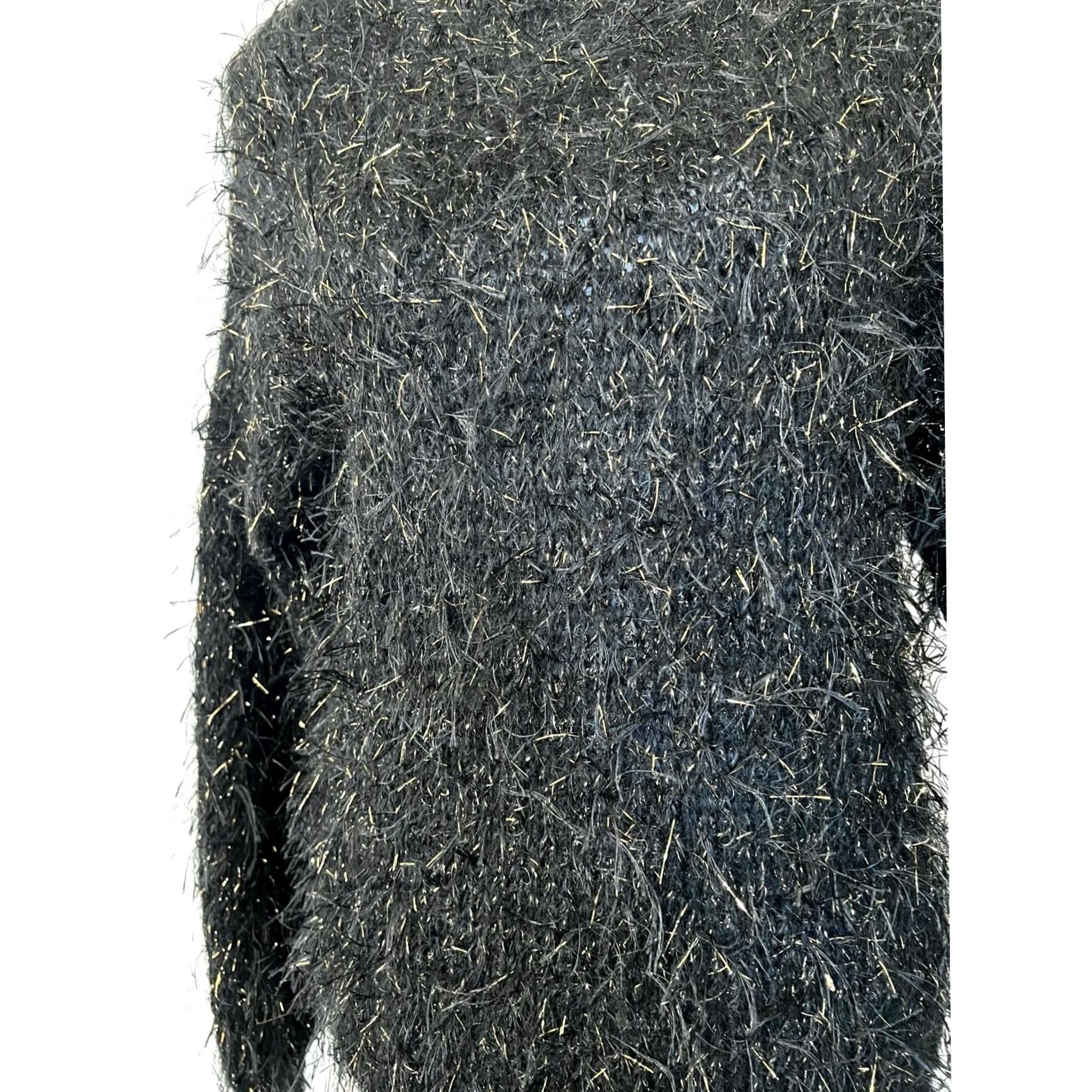 Vintage VINTAGE Lilly of California Sweater Black w/ Gold Eyelash Wool Blend Women’s L Crew Neck Long Sleeve Pullover 80s 90s Shaggy Fuzzy Designer Womens Size L / US 10 / IT 46 - 5 Thumbnail