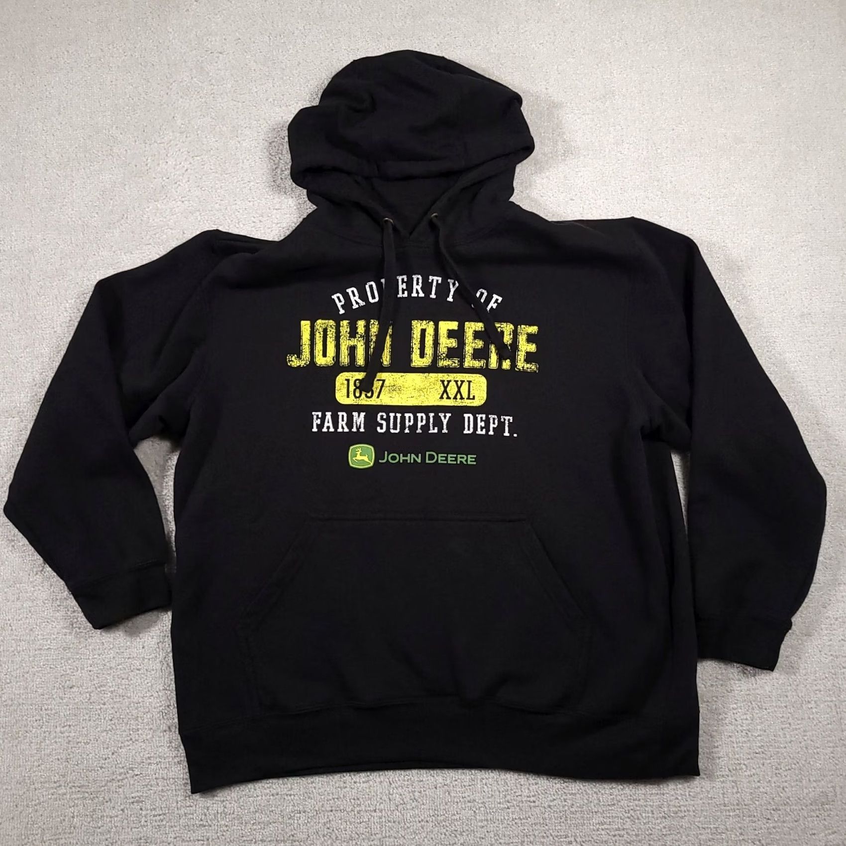 John Deere VINTAGE John Deere Hoodie Sweatshirt Mens XL Black Spell Out Deer Farm Outdoor Size US XL / EU 56 / 4 - 2 Thumbnail