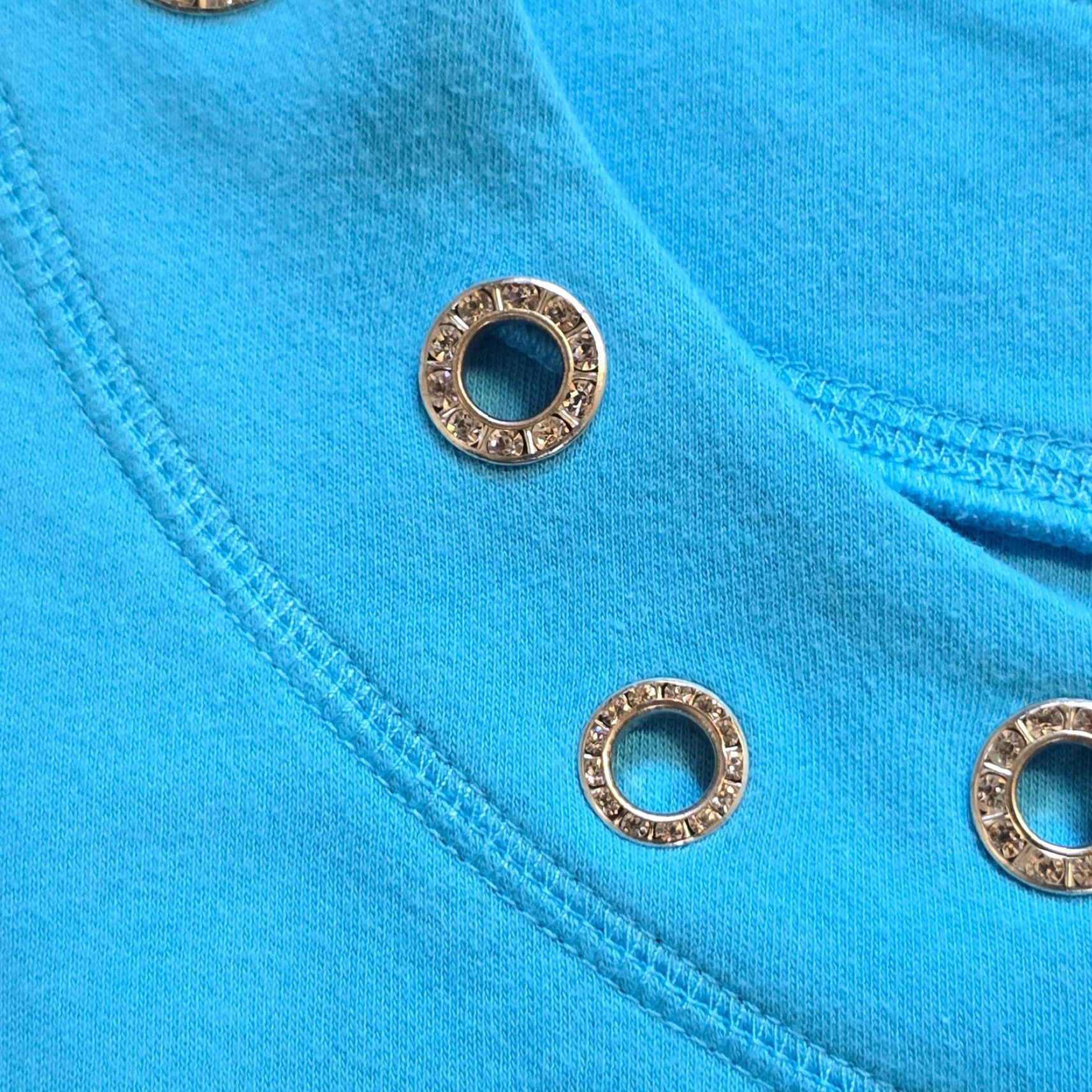 Quacker Factory Quacker Factory Top Womens Large Blue Rhinestones 3/4 Sleeve Boat Neck Casual Size L / US 10 / IT 46 - 4 Thumbnail