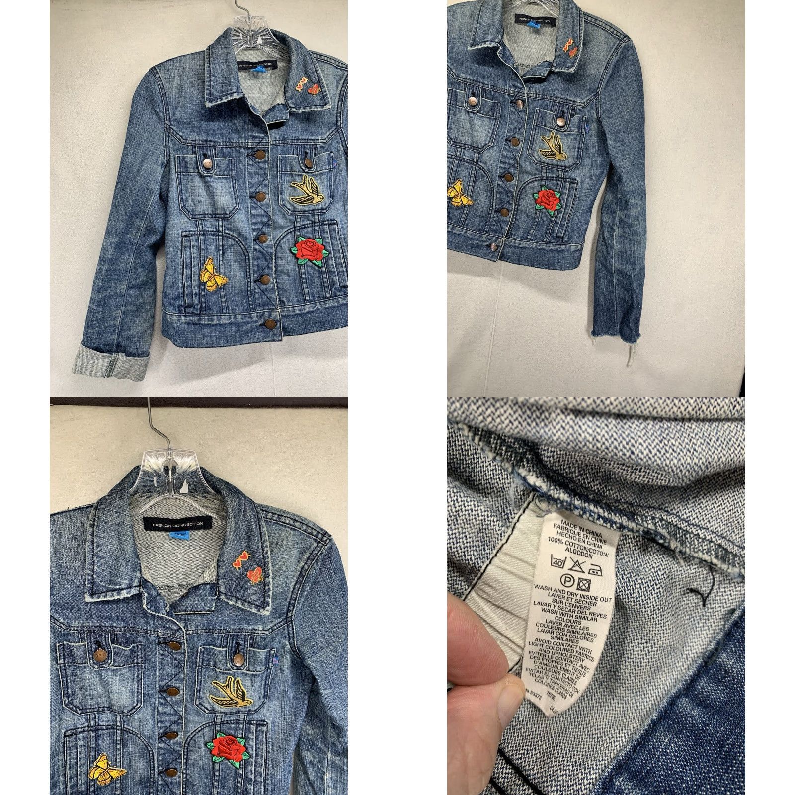 French Connection VINTAGE French Connection Women's Denim Jacket Casual Travel Basic Size 4 Blue Retro Size 27" / US 4 / IT 40 - 8 Thumbnail