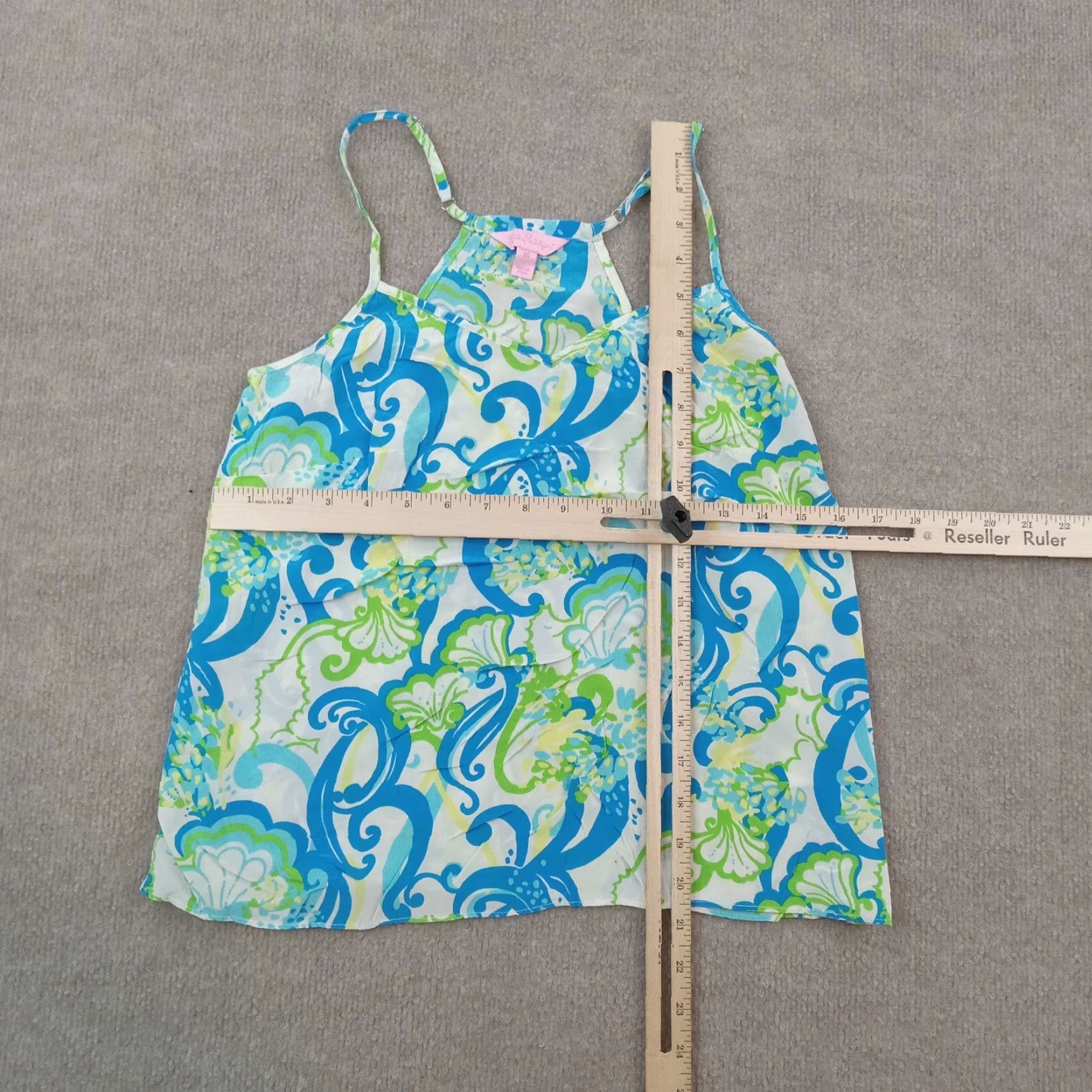 Lilly Pulitzer Lilly Pulitzer Womens Silk Blouse Extra Small Blue Green Floral Short Sleeve V-Neck Casual Top Size XS / US 0-2 / IT 36-38 - 2 Thumbnail