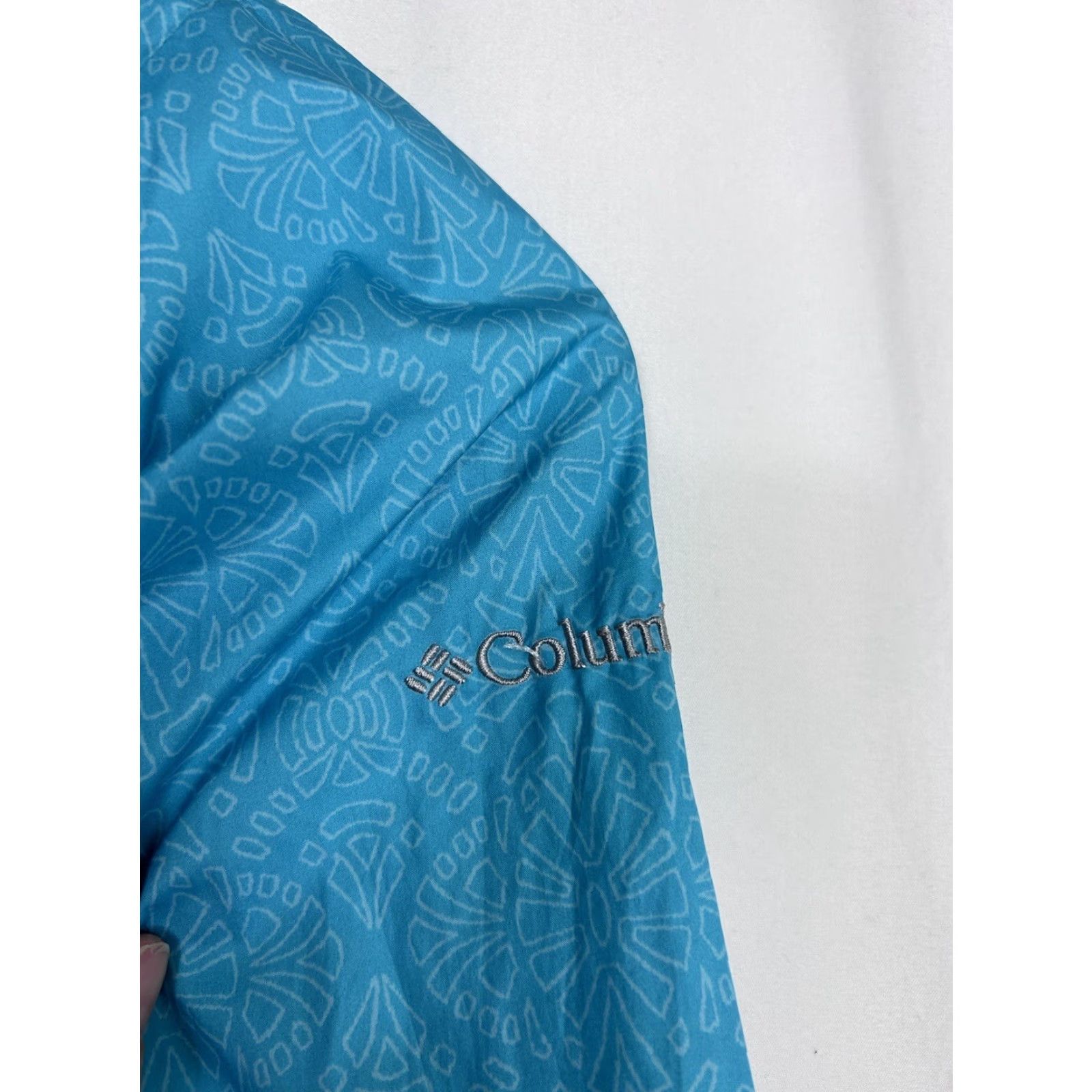 Altea Columbia Windbreaker Jacket Womens L Teal Hooded Lightweight Softshell Zip Front Cinched Waist Size L / US 10 / IT 46 - 7 Thumbnail
