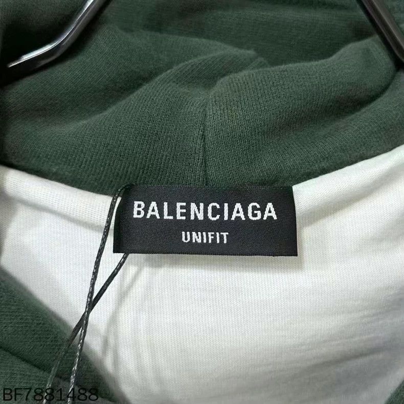 Balenciaga Balenciaga Green Double Layer Destroyed Hole Letter Hoodie Size US M / EU 48-50 / 2 - 4 Thumbnail