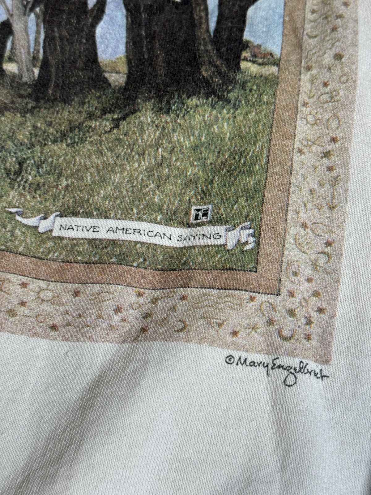 Fruit Of The Loom × Vintage 90s Engelbreit Native American Environmentalist Sweatshirt Size XL / US 12-14 / IT 48-50 - 5 Thumbnail
