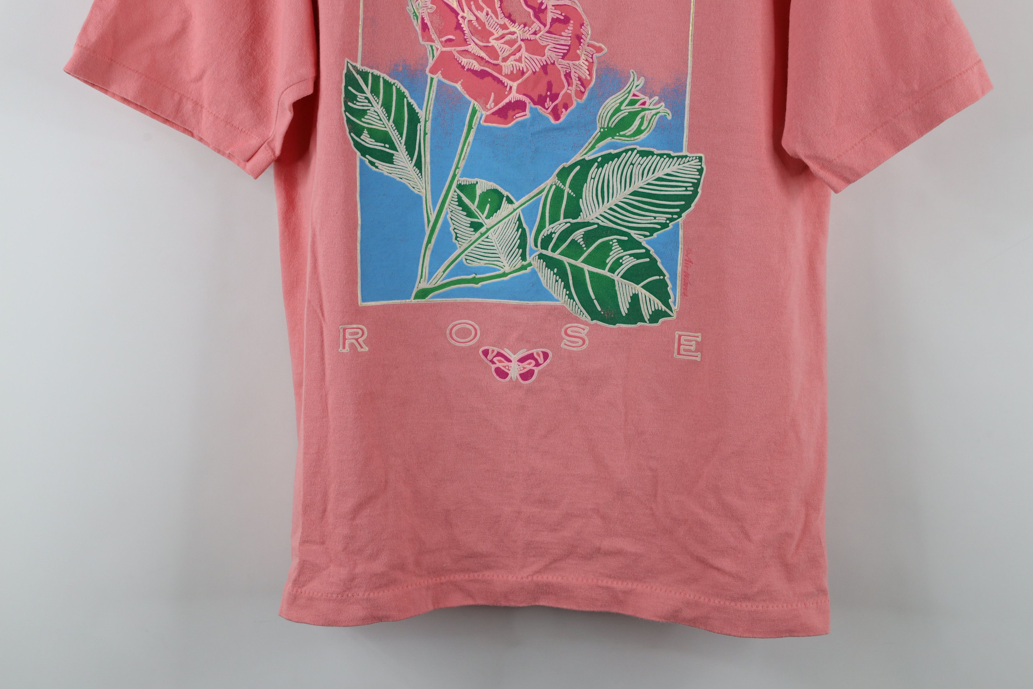 Vintage Vintage 90s Streetwear Spell Rose Flower T-Shirt Pink USA Size L / US 10 / IT 46 - 3 Thumbnail