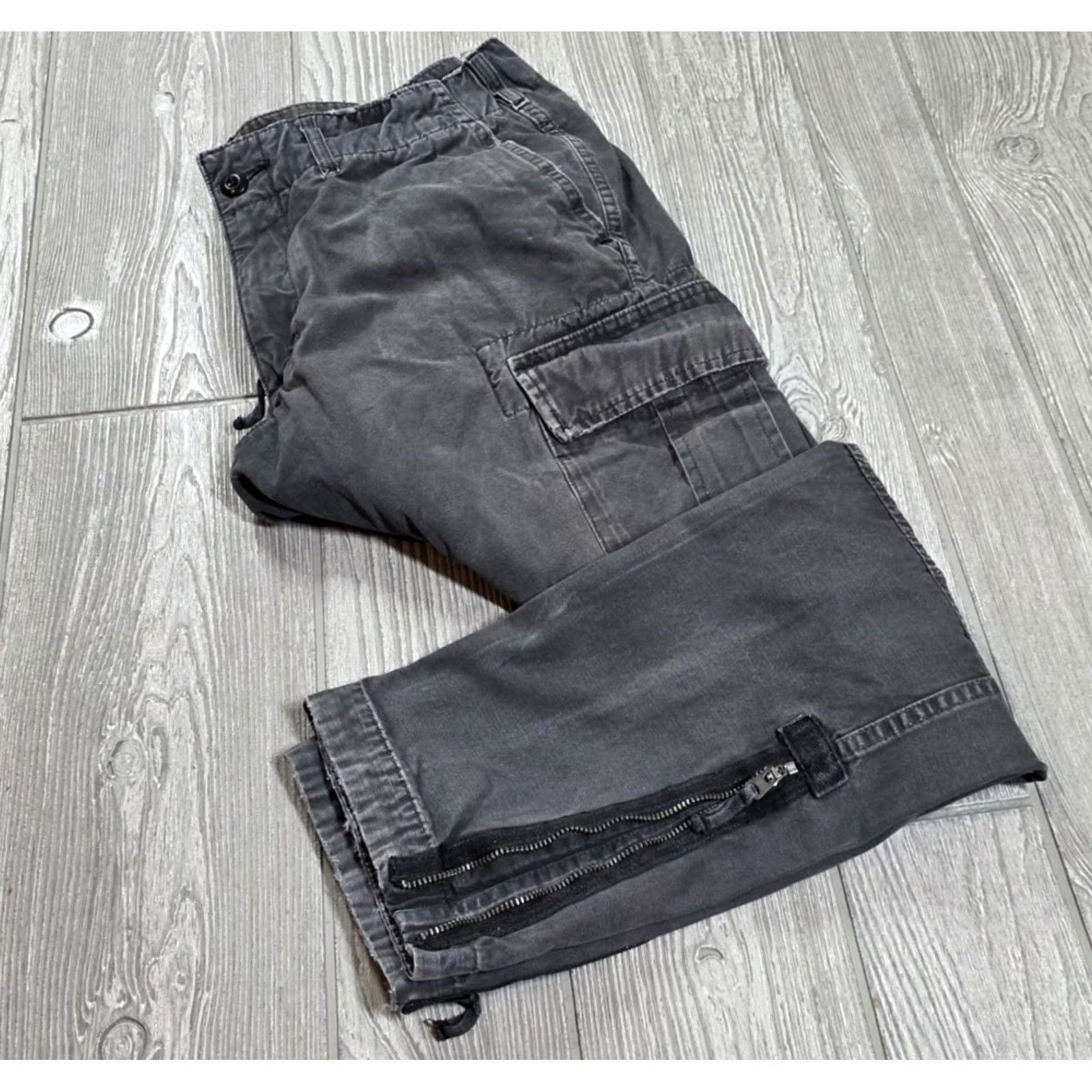 Abercrombie & Fitch Abercrombie & Fitch Slim Skinny Cargo Pants Men 32x28 Distress Fade Gray Canvas Cargo Pocket Zipper Button Embroidered Logo Size US 32 / EU 48 - 2 Thumbnail