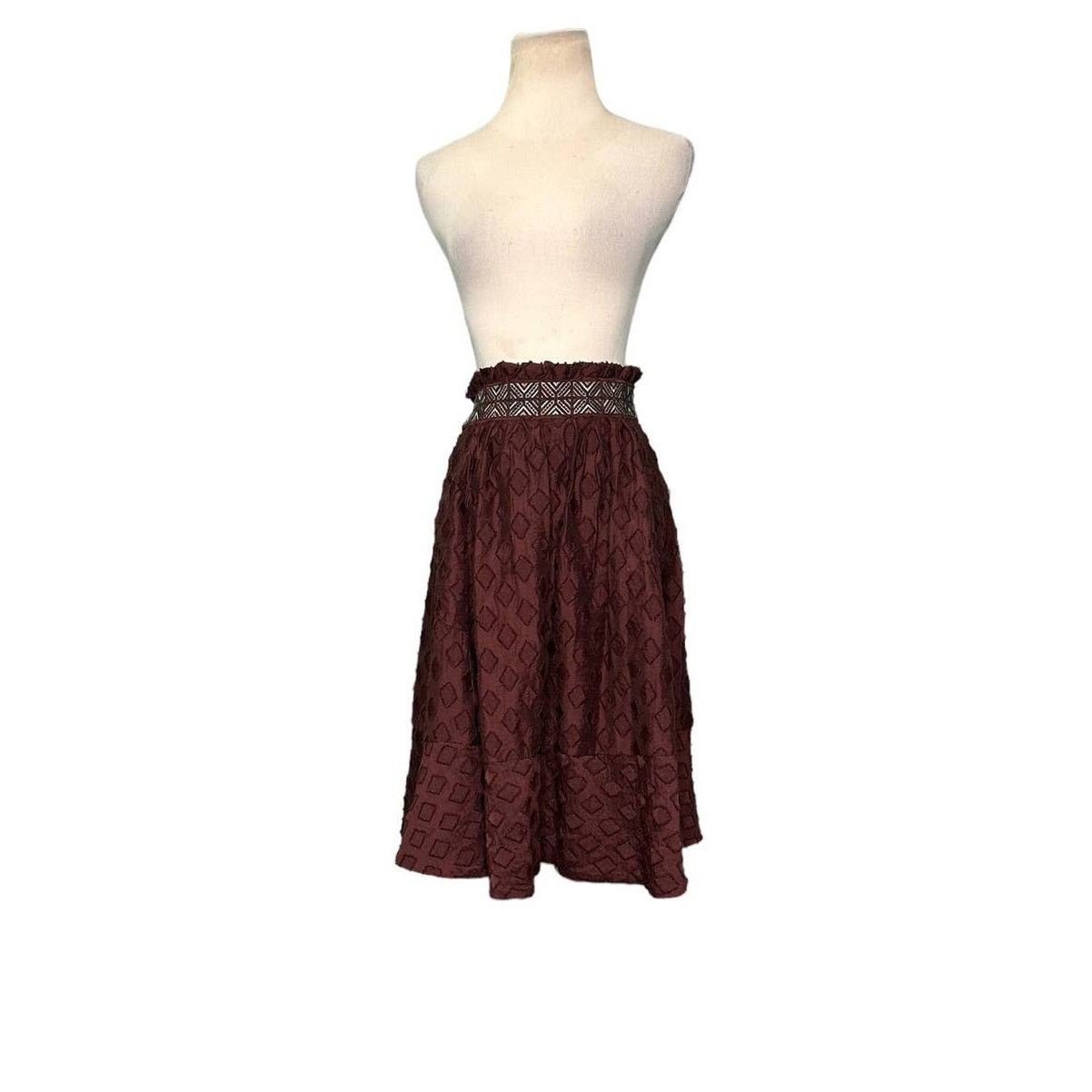 Anthropologie Maeve brown knee length pleated lined skirt size 2 Size 27" / US 4 / IT 40 - 4 Thumbnail