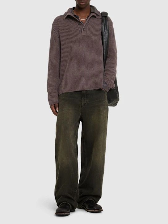 Our Legacy o1lsvrm0425 Navigator Cotton Knit Polo in Brown Size US XL / EU 56 / 4 - 4 Thumbnail