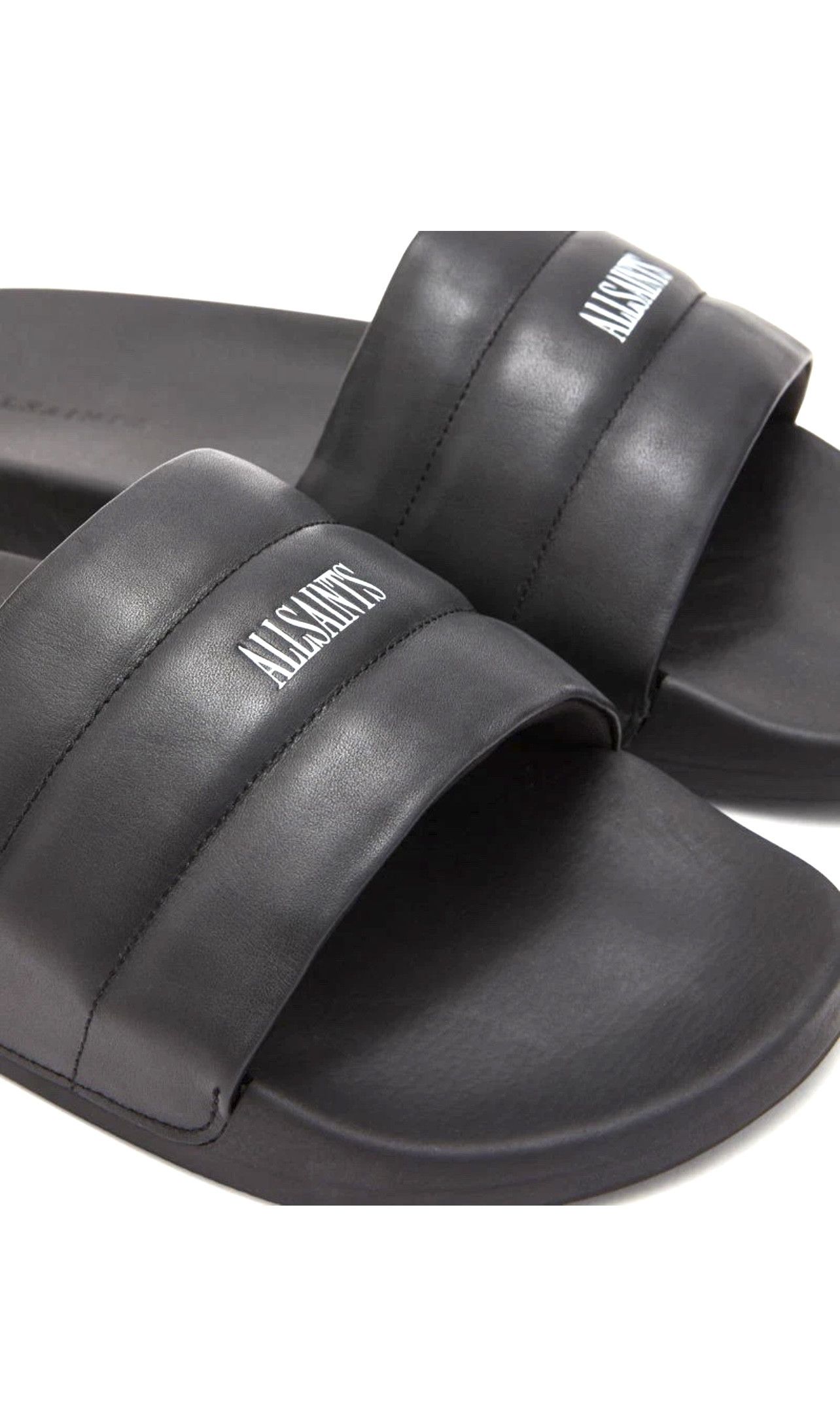 Allsaints NEW, ALLSAINTS SHELL LEATHER SLIDES / SANDALS Size US 12 / EU 45 - 3 Thumbnail