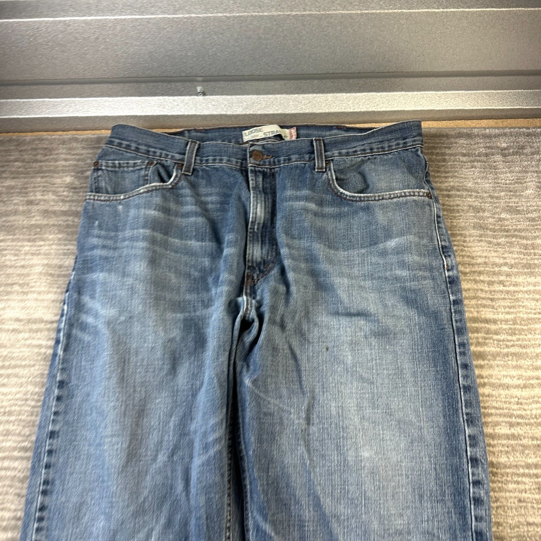 Levi's VINTAGE Levis Jeans 569 Straight 38x30 Mens Blue Denim 5-Pocket Relaxed Regular 2007 Y2K Size US 38 / EU 54 - 3 Thumbnail