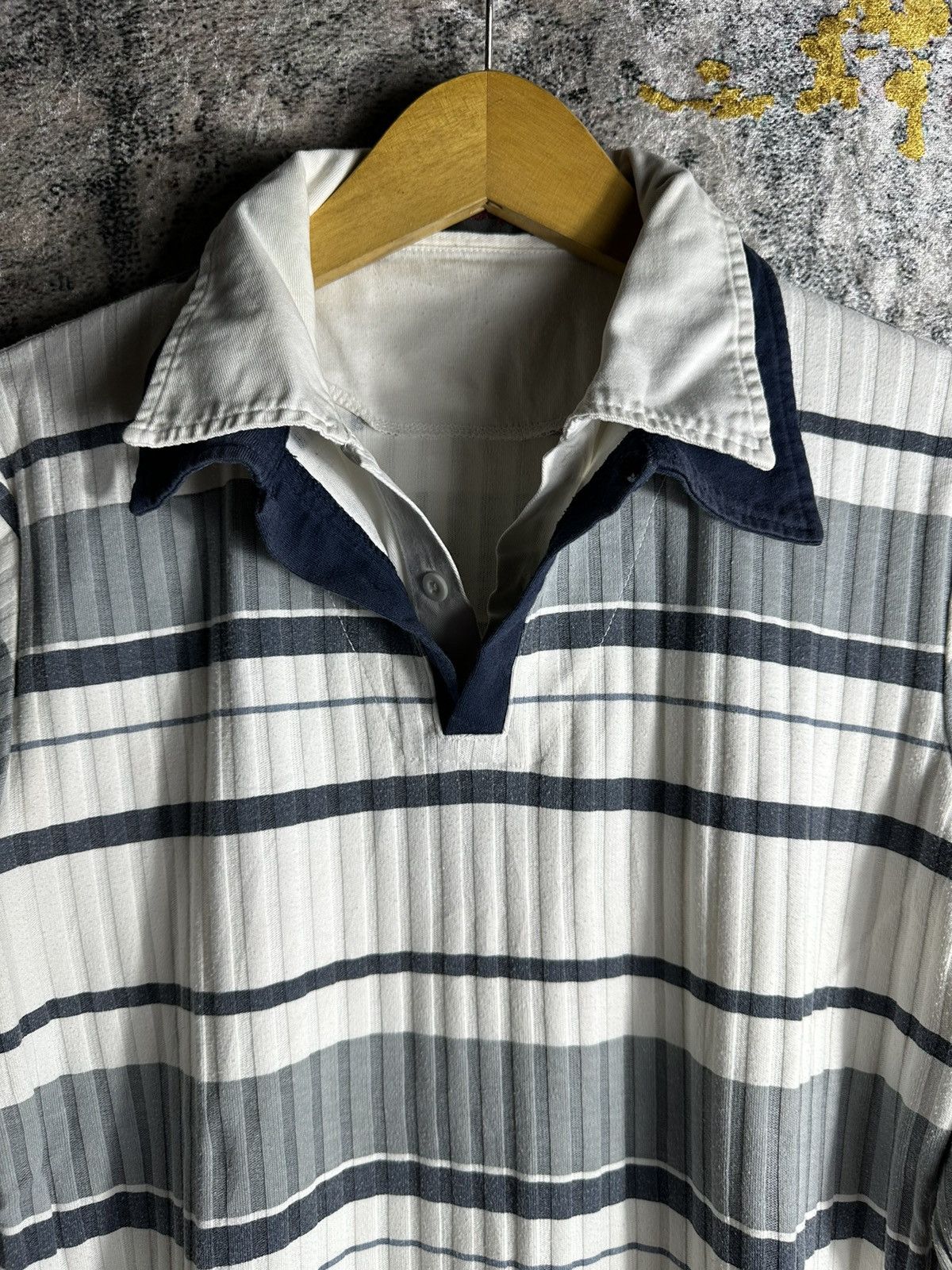 Yohji Yamamoto STOG WAVY STRIPED UNDEFINED DOUBLE LAYER SHIRT WESTERN Size US M / EU 48-50 / 2 - 4 Thumbnail