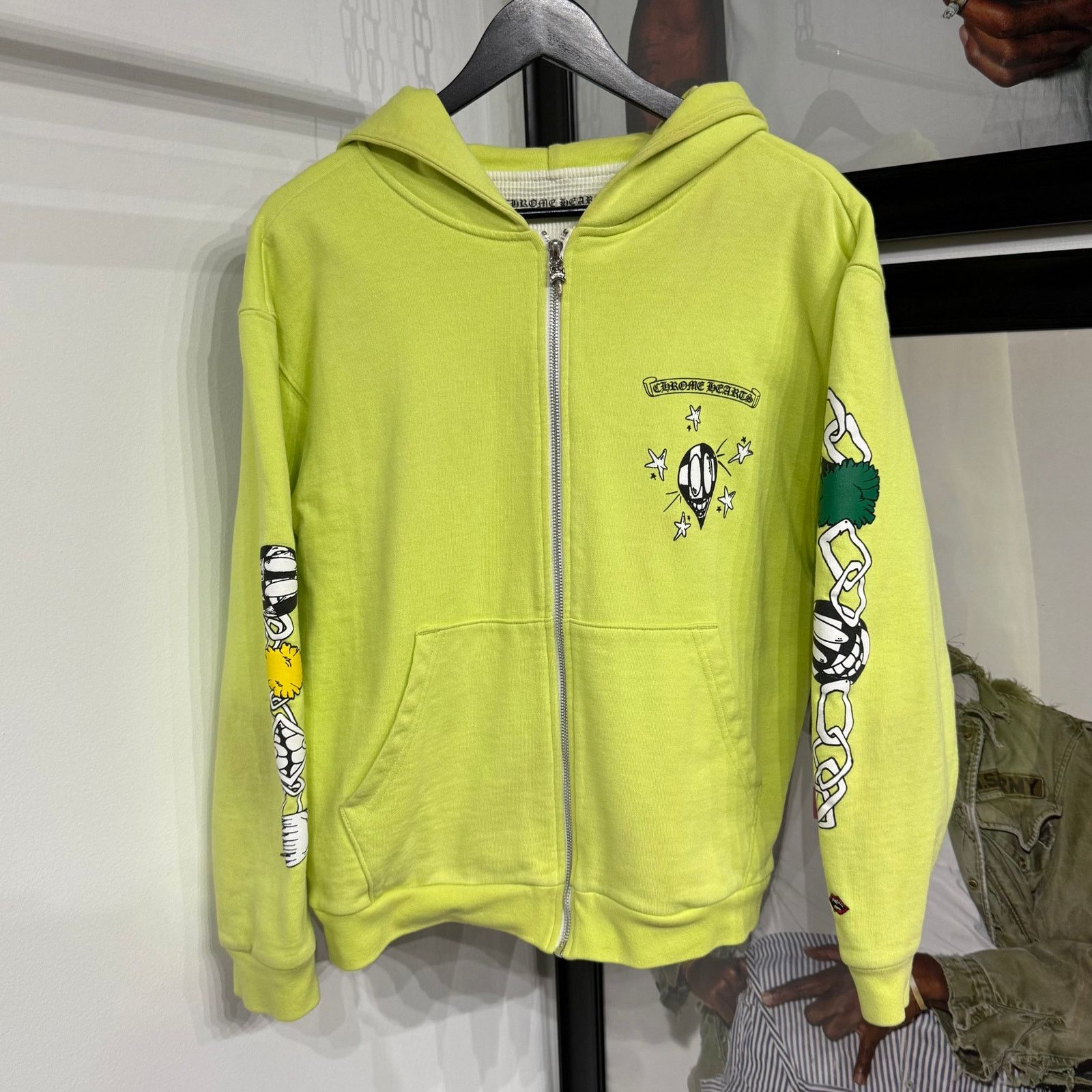 Chrome Hearts Chrome Hearts Olive Green Thermal Zip Up Hoodie Ynot
