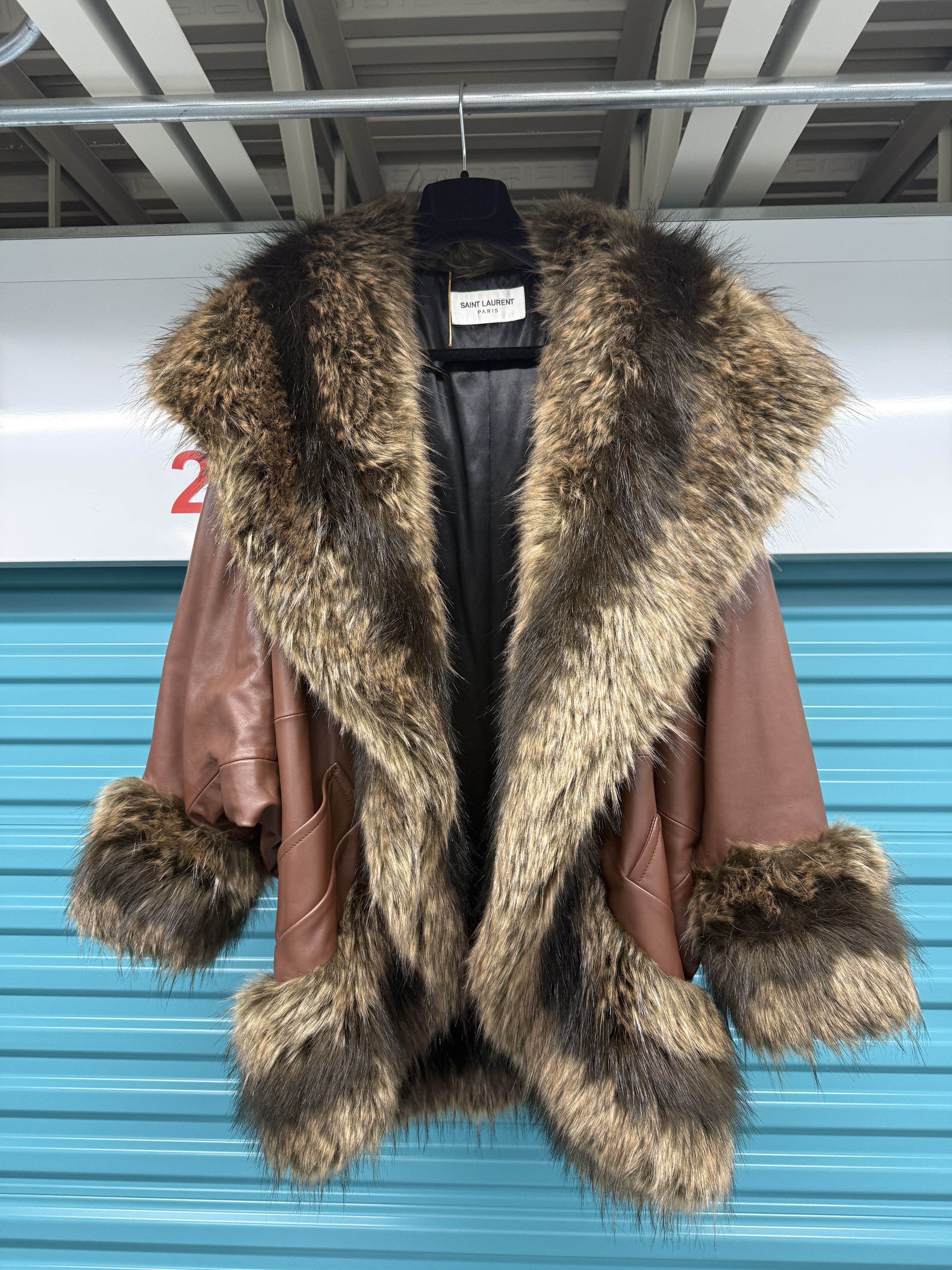 Saint Laurent Paris SAMPLE W22 Lamb Leather Faux Fur Coat Size S / US 4 / IT 40 - 1 Thumbnail
