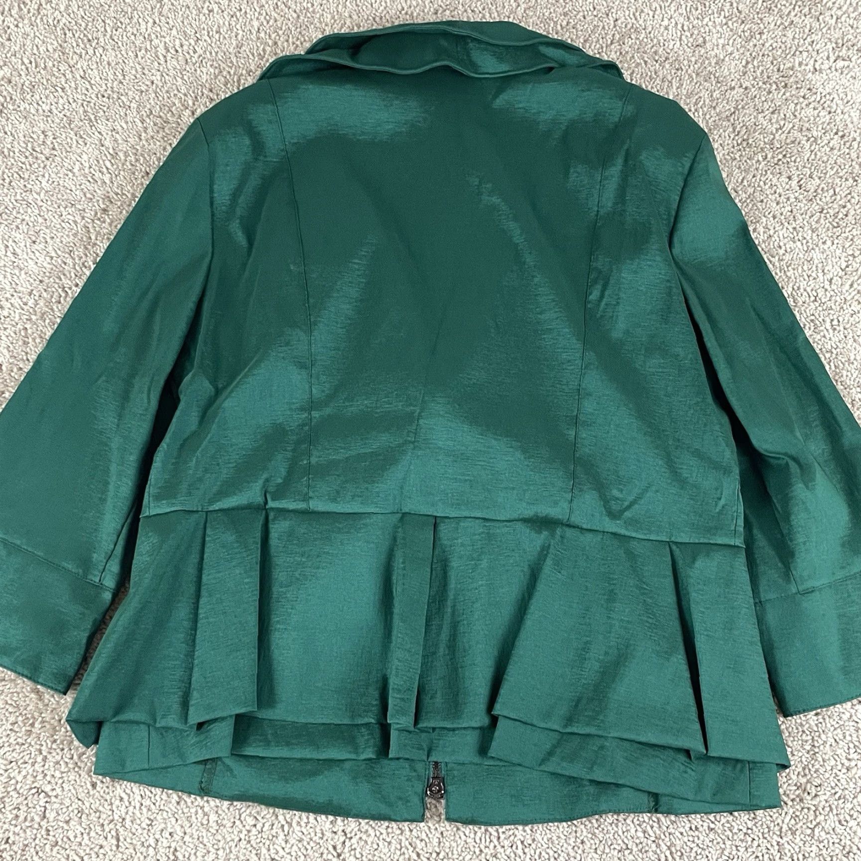 Joseph Ribkoff Joseph Ribkoff Jacket Emerald Size 12 Full Zip Collared Ruched Quiet Luxury R2 Size XL / US 12-14 / IT 48-50 - 2 Thumbnail