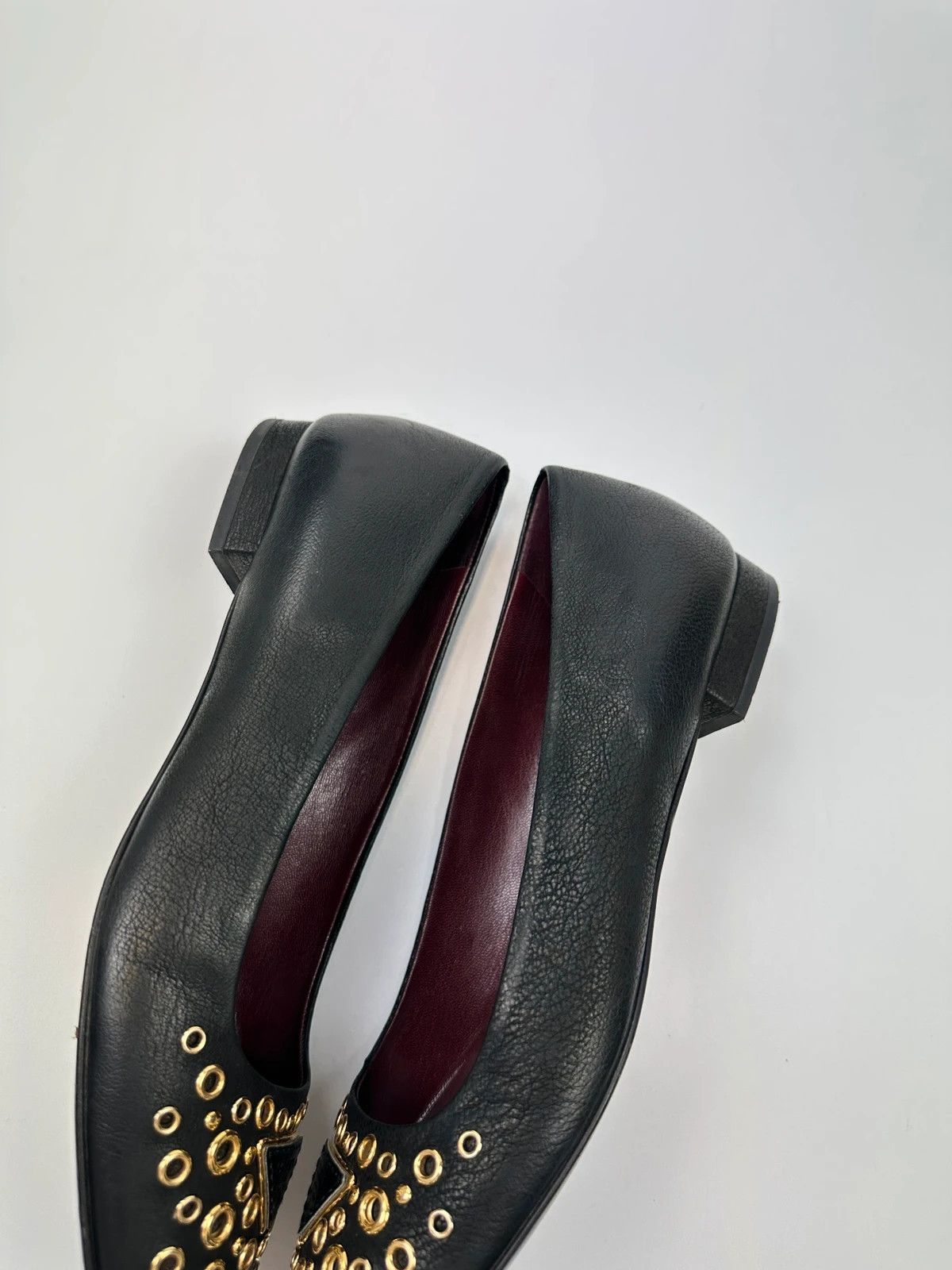 Prada Prada Milano Black Grained Leather With Gold Eyelet Loafer Size US 6 / IT 36 - 9 Thumbnail