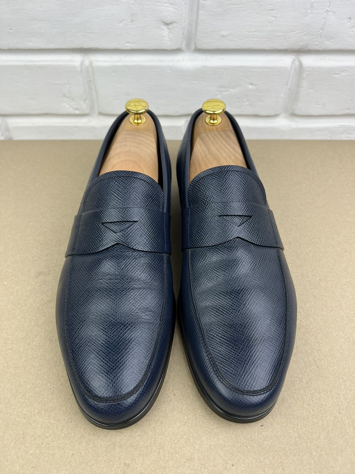 Prada PRADA MILANO Loafers Leather Saffiano Penny Shoes Blue Men's Size US 9 / EU 42 - 5 Thumbnail