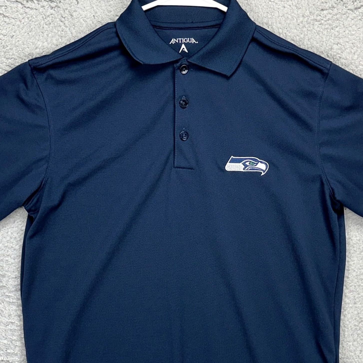 Vintage Seattle Seahawks Antigua Polo Shirt Mens Small Navy Blue Rugby Athletic Shirt Size US S / EU 44-46 / 1 - 2 Thumbnail
