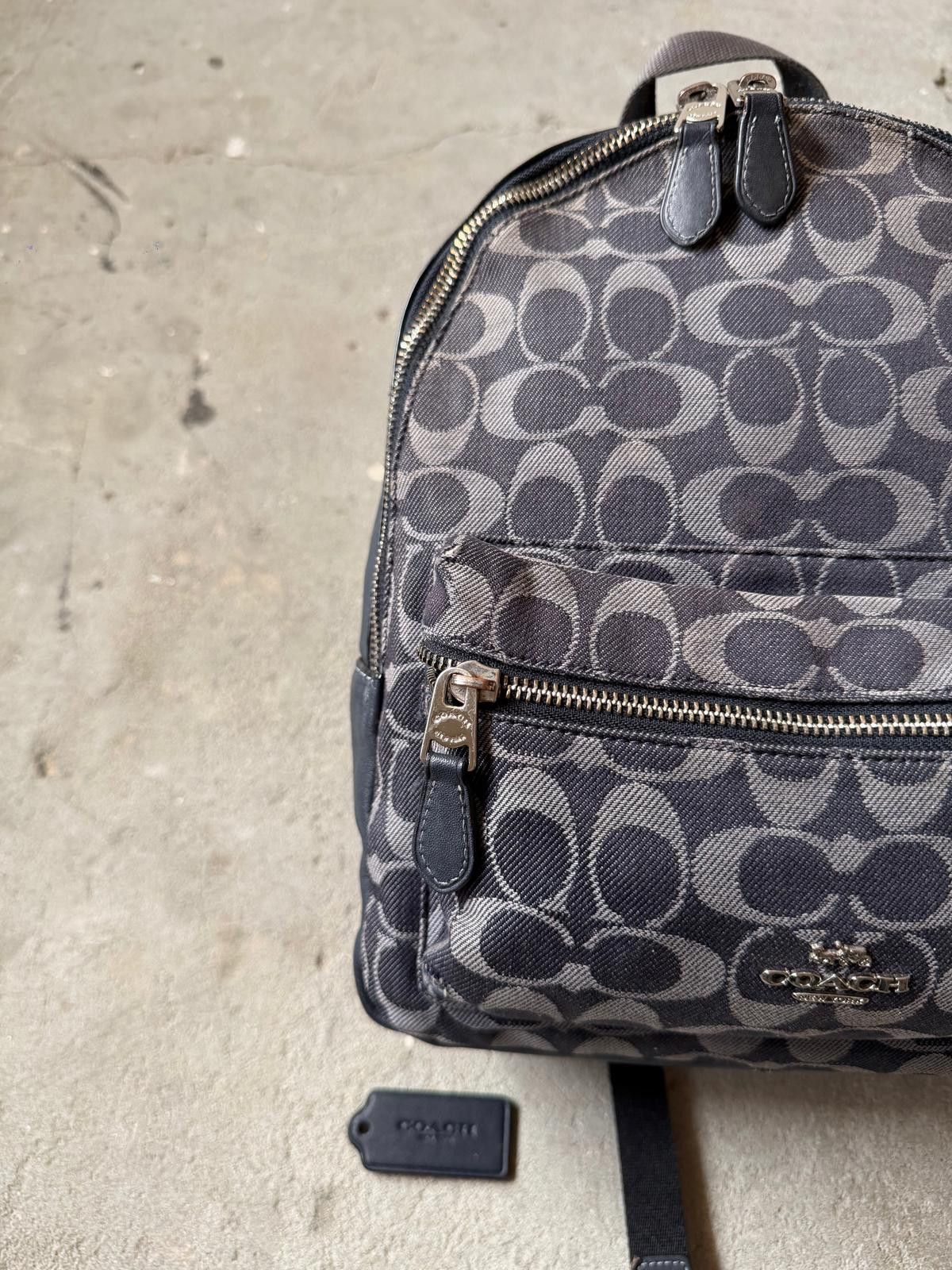 Coach Coach Signature Mini Charlie Denim Backpack Navy Size ONE SIZE - 2 Thumbnail