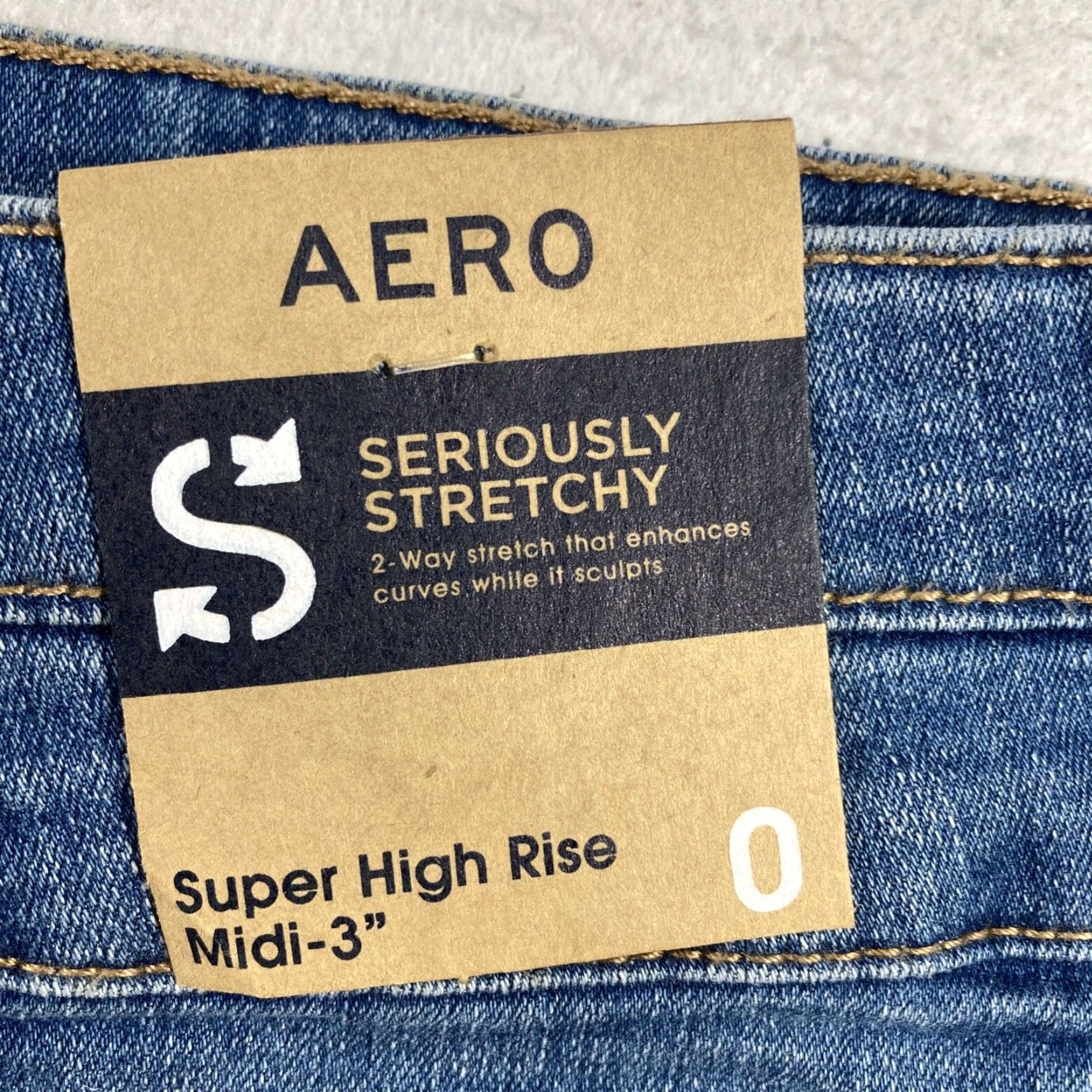 Vintage Aéropostale Denim Shorts Juniors 0 Blue High Rise Stretch Size 42" / US 20 - 6 Thumbnail