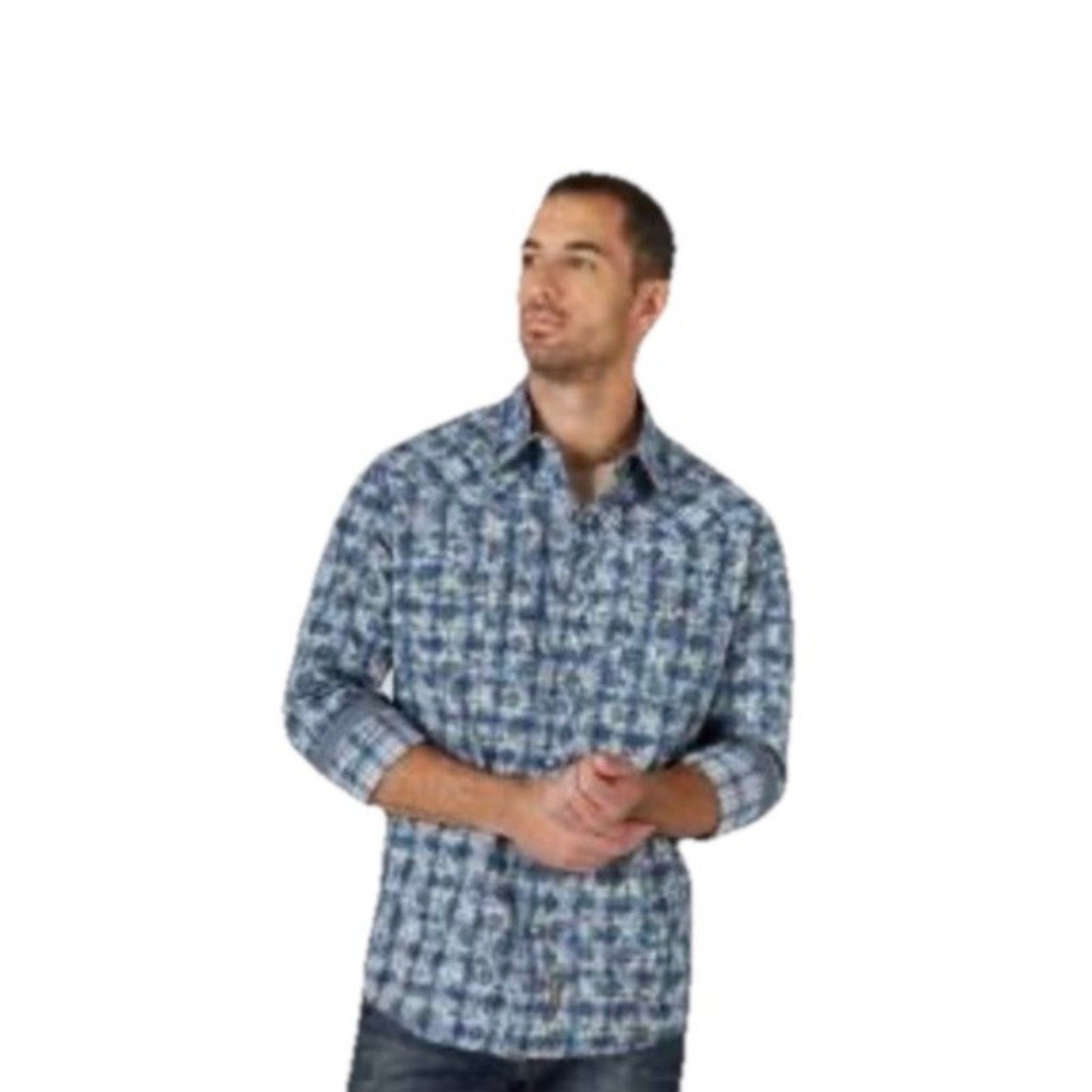 Wrangler Wrangler Retro Floral Plaid Western Shirt Blue Pearl Snap Size US M / EU 48-50 / 2 - 1 Thumbnail