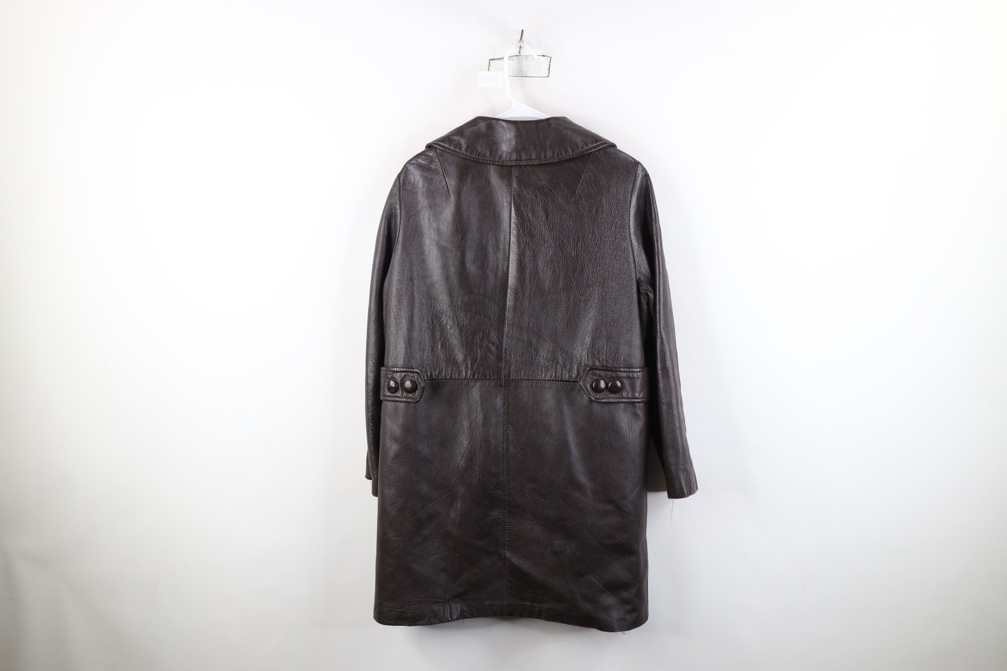 Vintage Vintage 70s Streetwear Leather Double Breasted Trench Coat Size L / US 10 / IT 46 - 12 Thumbnail