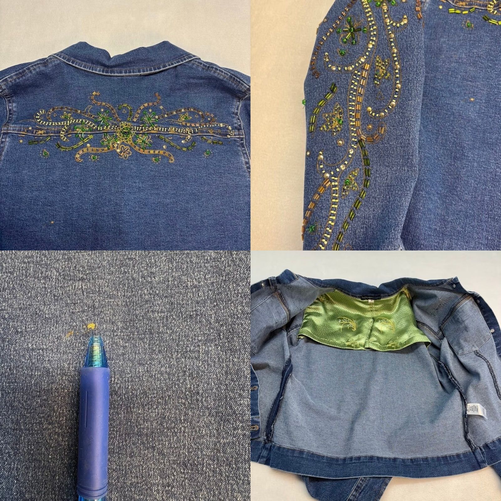 Denime VINTAGE Denim Suit Jacket and Blue Jeans Beaded Womens Size S Size 28" / US 6 / IT 42 - 8 Thumbnail