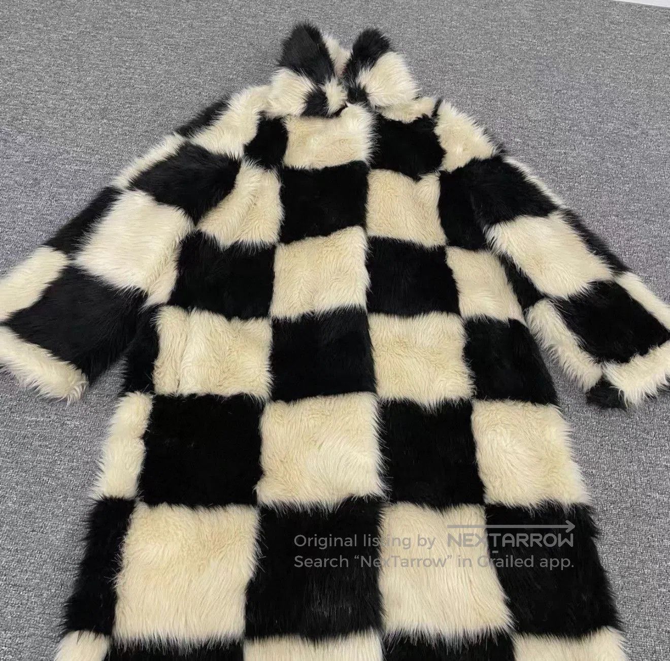 STAND STUDIO Stand Studio Checkered Eco Fur Coat. Size M / US 6-8 / IT 42-44 - 3 Thumbnail