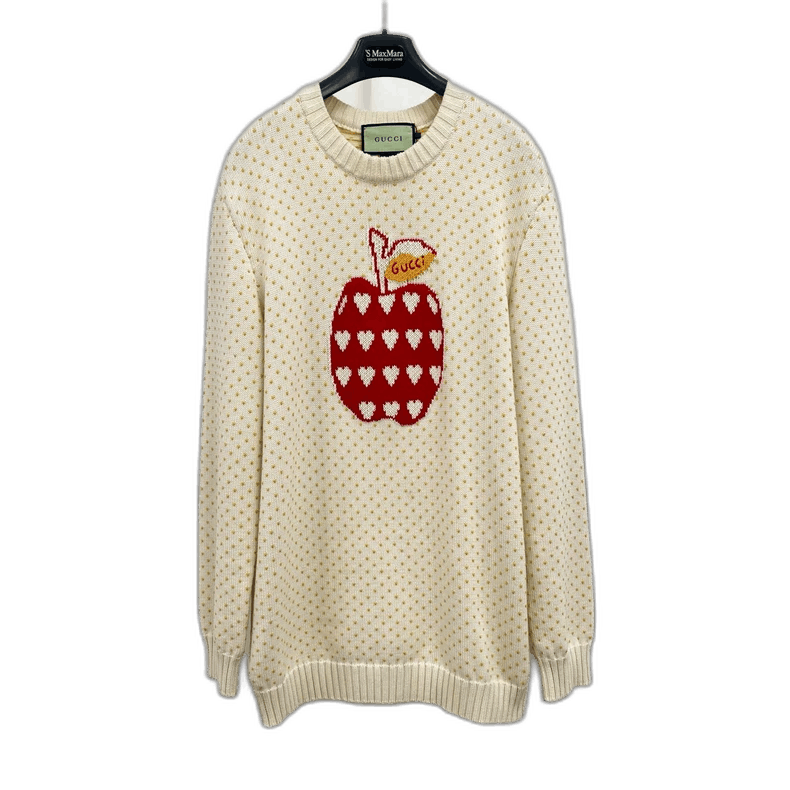 Gucci Gucci Apple Heart Sweater in Beige Size XL / US 12-14 / IT 48-50 - 1 Thumbnail