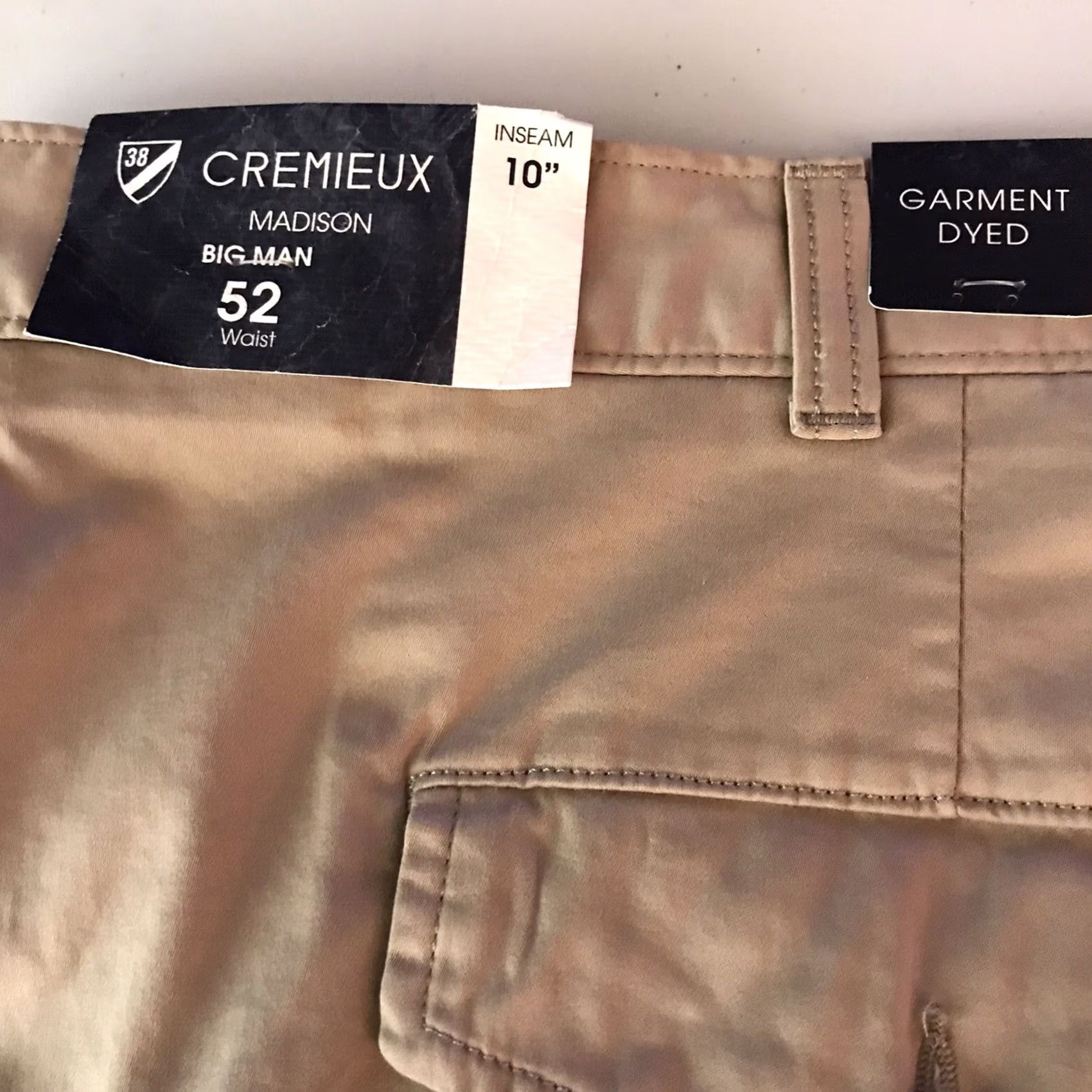 Cremieux Cremieux Madison Shorts Mens 52 Khaki Flat Front Inseam 10 Garment Dyed Beige Casual Grown Men Size US 36 / EU 52 - 2 Thumbnail