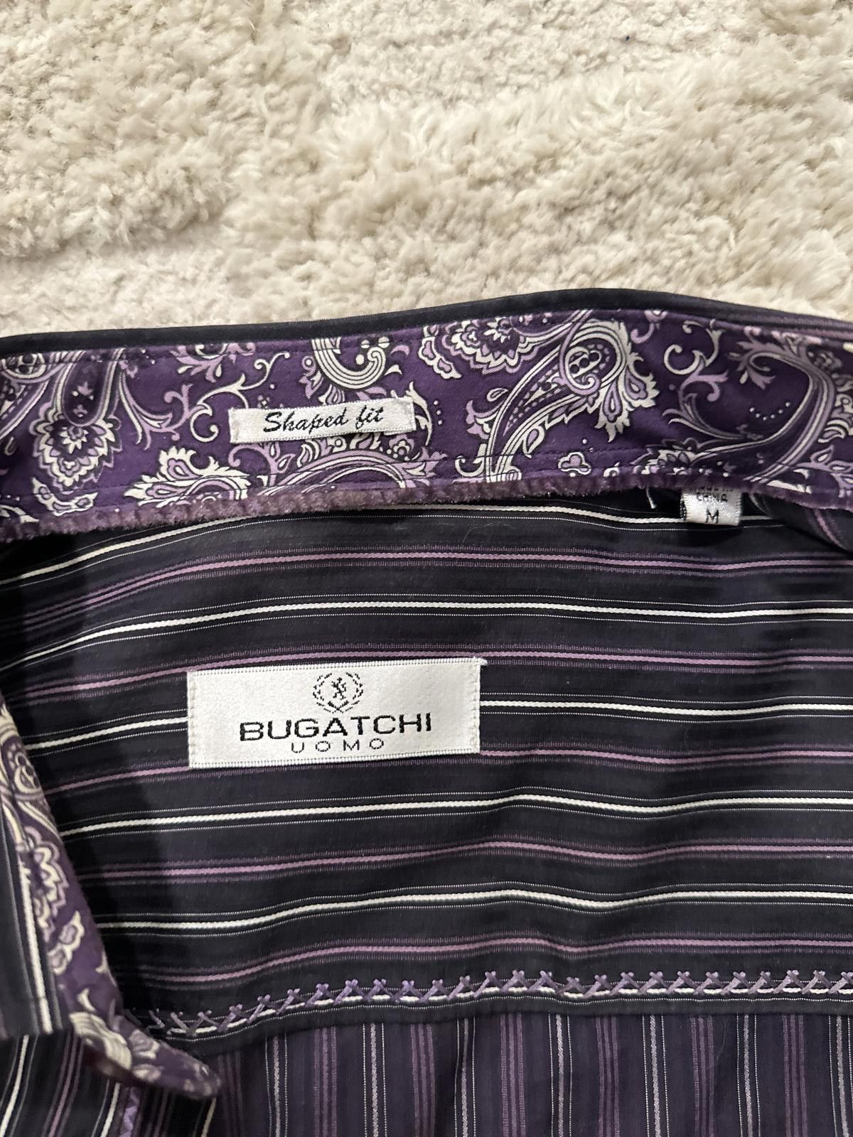BUGATCHI Bugatchi Uomo Mens Purple Striped Long Sleeve Flip Cuff Size 38R - 3 Thumbnail