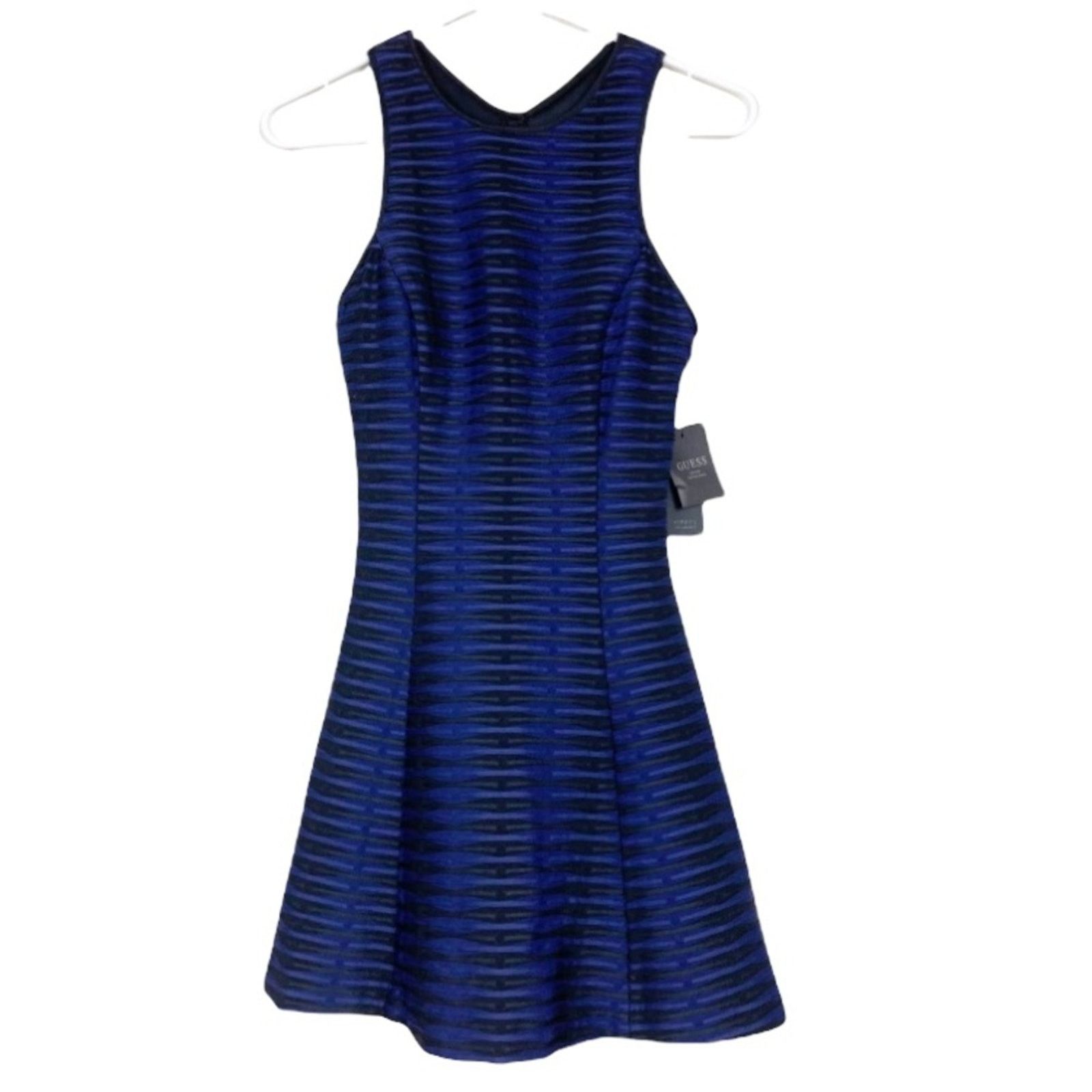 Guess Guess Black Blue Striped Skater Dress Sz 0 Size S / US 4 / IT 40 - 7 Thumbnail