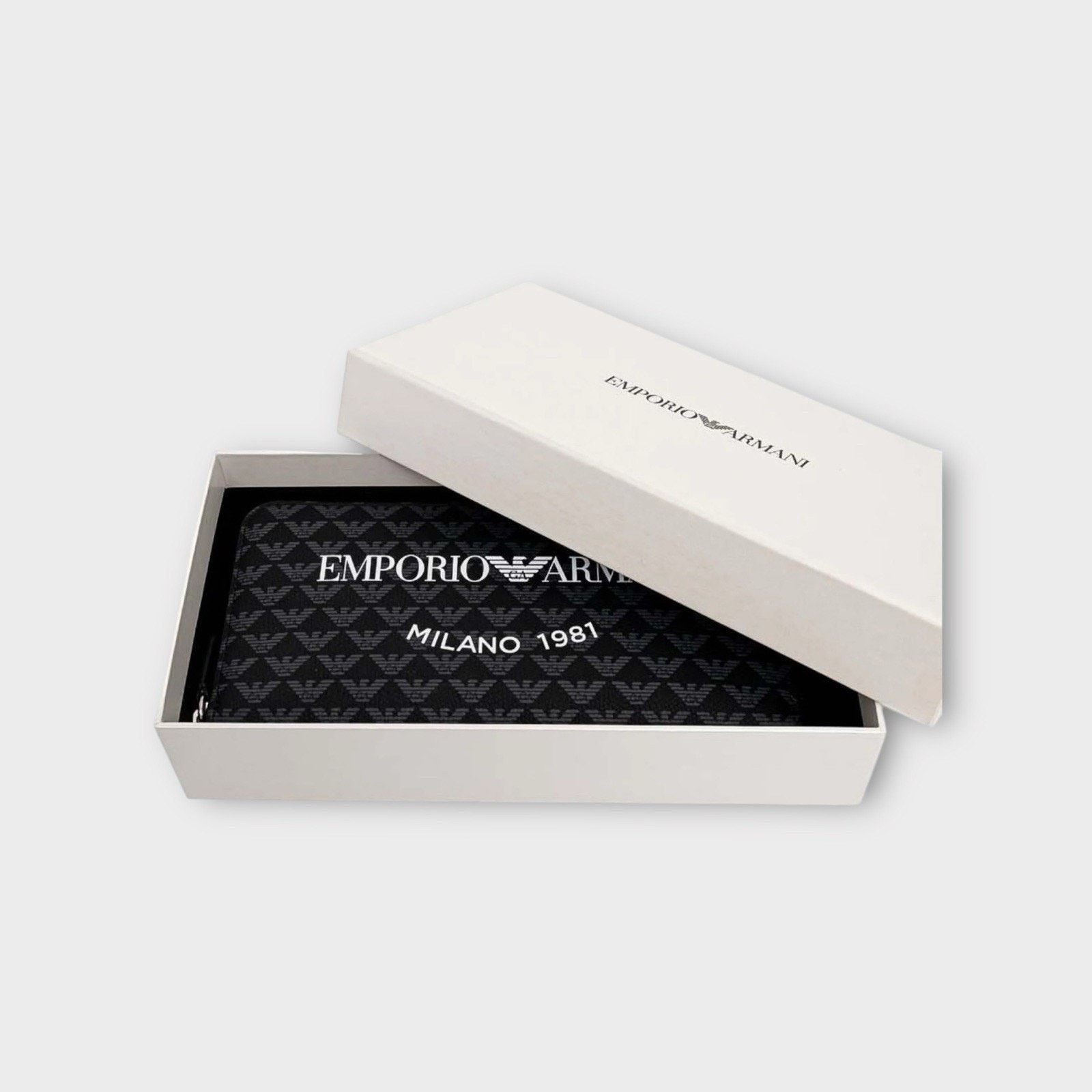Emporio Armani Monogram zipper long wallet black New With Box Size ONE SIZE - 4 Thumbnail