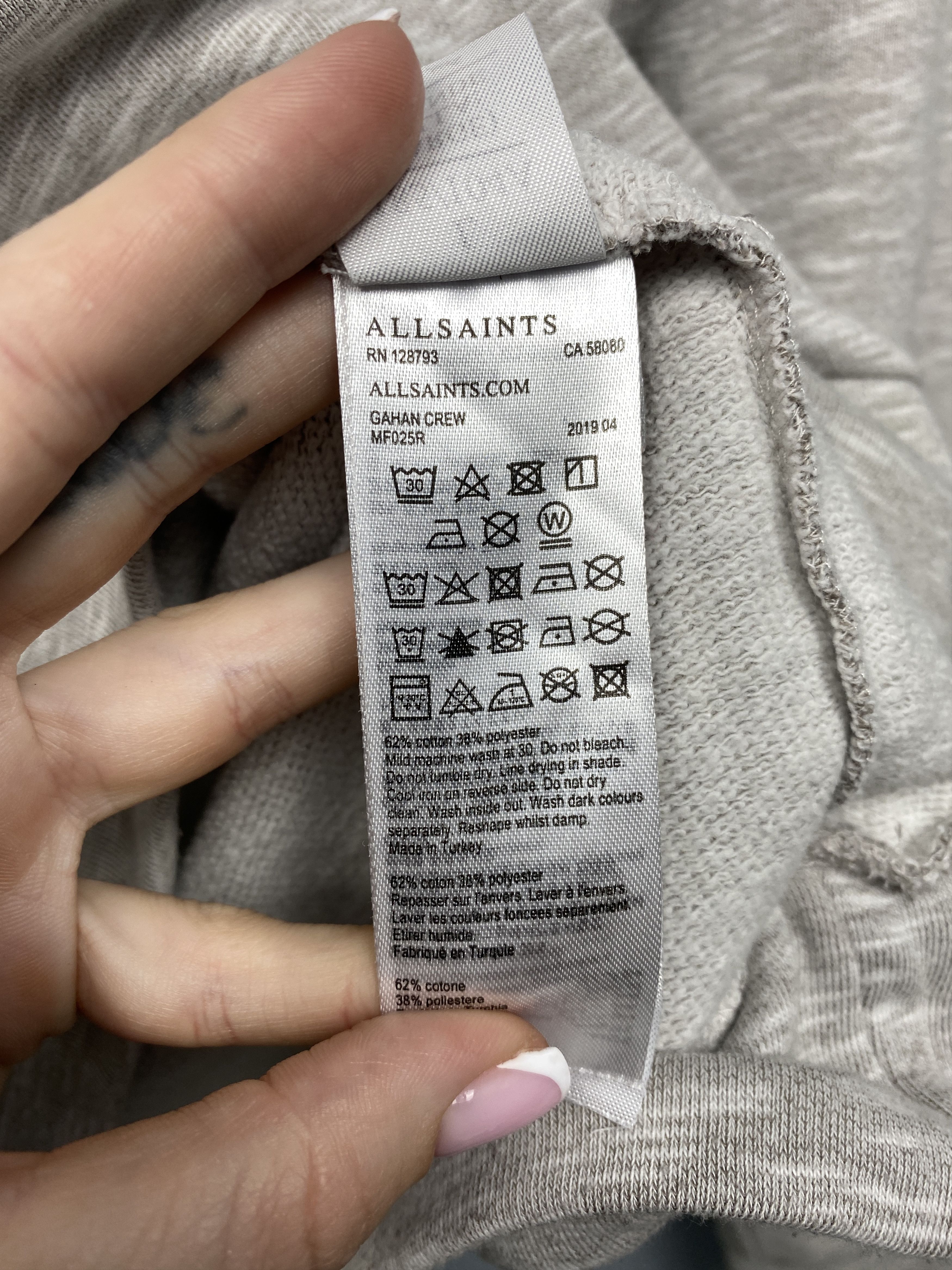 Allsaints Allsaints Vintage Mens Gahan Crew Neck Sweatshirt Size US L / EU 52-54 / 3 - 6 Thumbnail