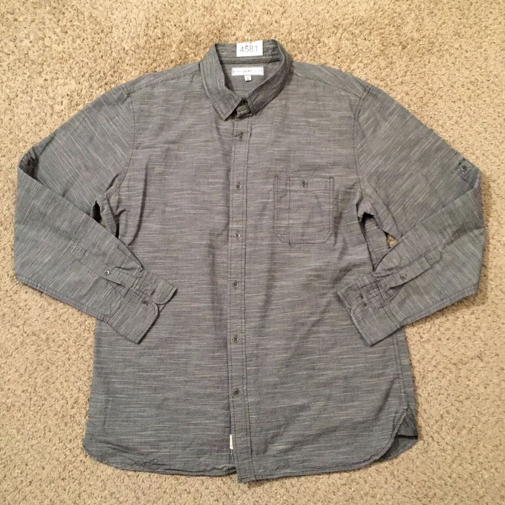 PD&C pd&c Shirt Mens XL Gray Button-Up Long Sleeve Collar Shirt Size US XL / EU 56 / 4 - 2 Thumbnail