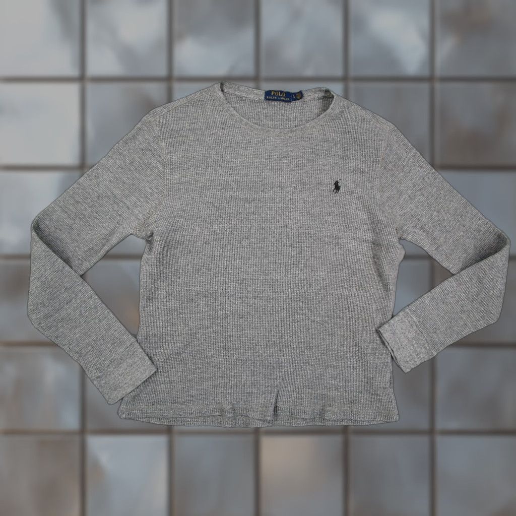 Polo Ralph Lauren Polo Ralph Lauren Sweater Womens Large Gray Waffle Knit Thermal Cotton Logo Size L / US 10 / IT 46 - 1 Thumbnail
