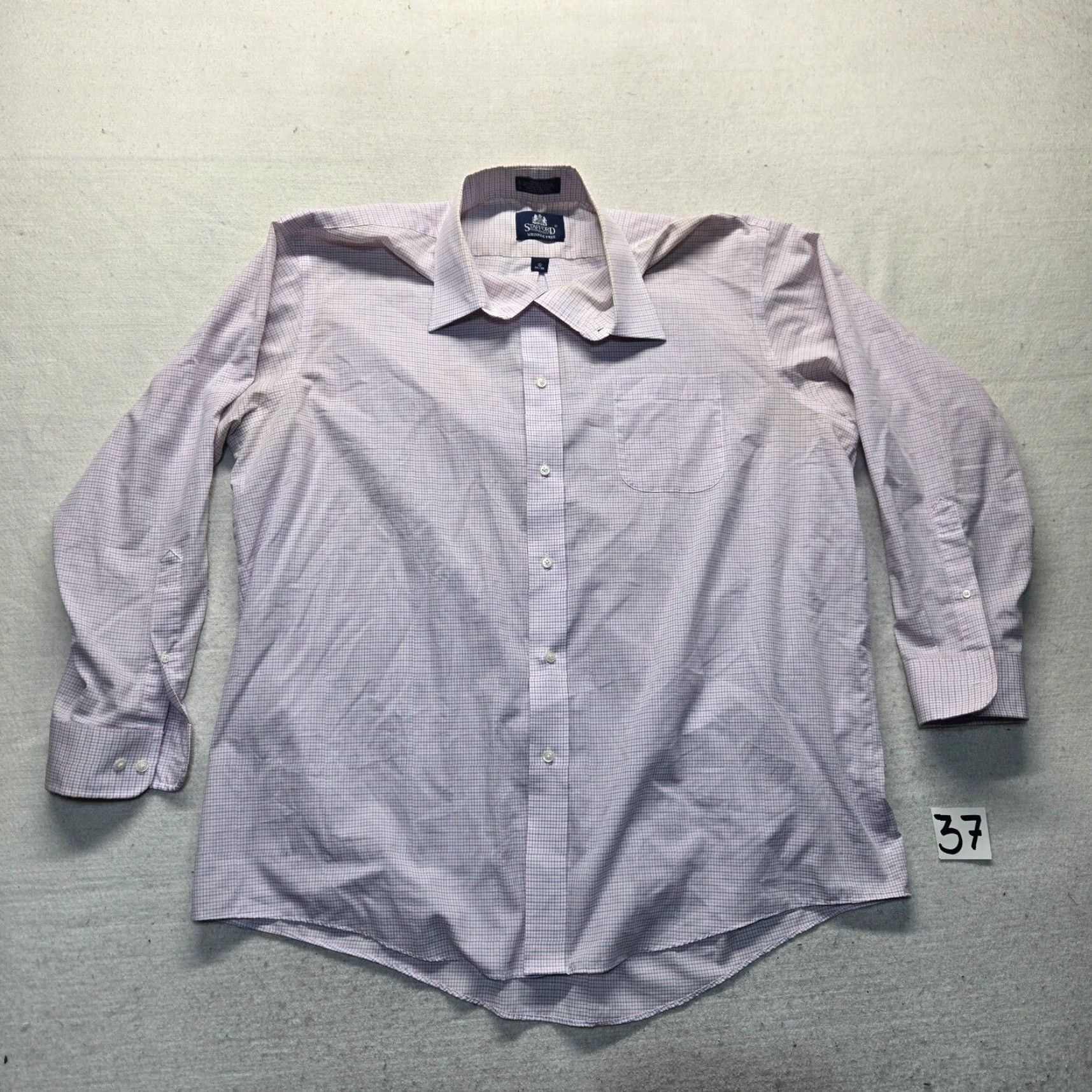 Stafford Stafford Easy Care Travel Shirt Pink White Checkered Short Sleeve Men's 18 Size US XXL / EU 58 / 5 - 2 Thumbnail