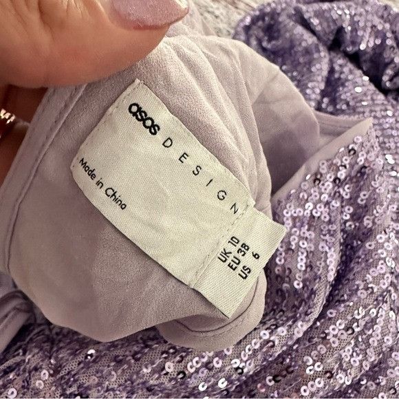 Asos ASOS DESIGN Embellished Tiered Mini Dress with Tie Detail in Size M / US 6-8 / IT 42-44 - 5 Thumbnail