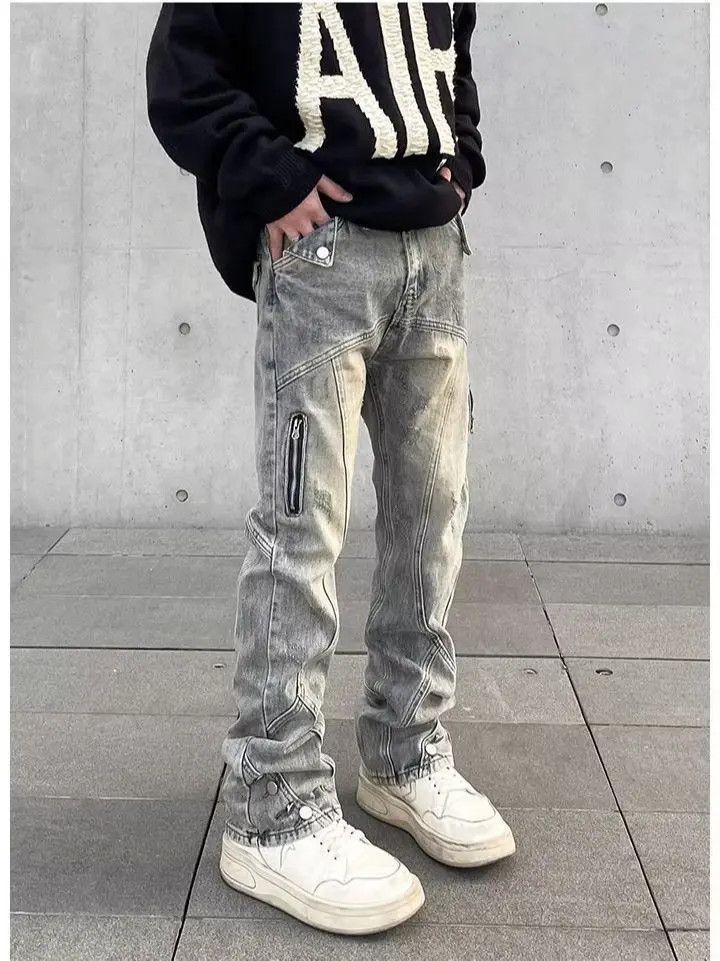 Japanese Brand Straight zipper high street jeans Size US 32 / EU 48 - 1 Thumbnail