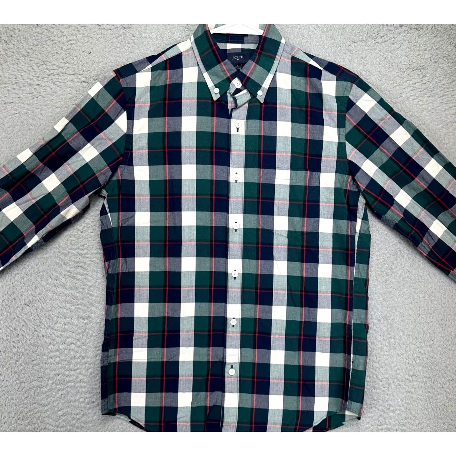 J.Crew J.CREW Shirt Adult Small Slim Button-Down Long Sleeve Plaid Navy Green Mens NEW Size US S / EU 44-46 / 1 - 3 Thumbnail