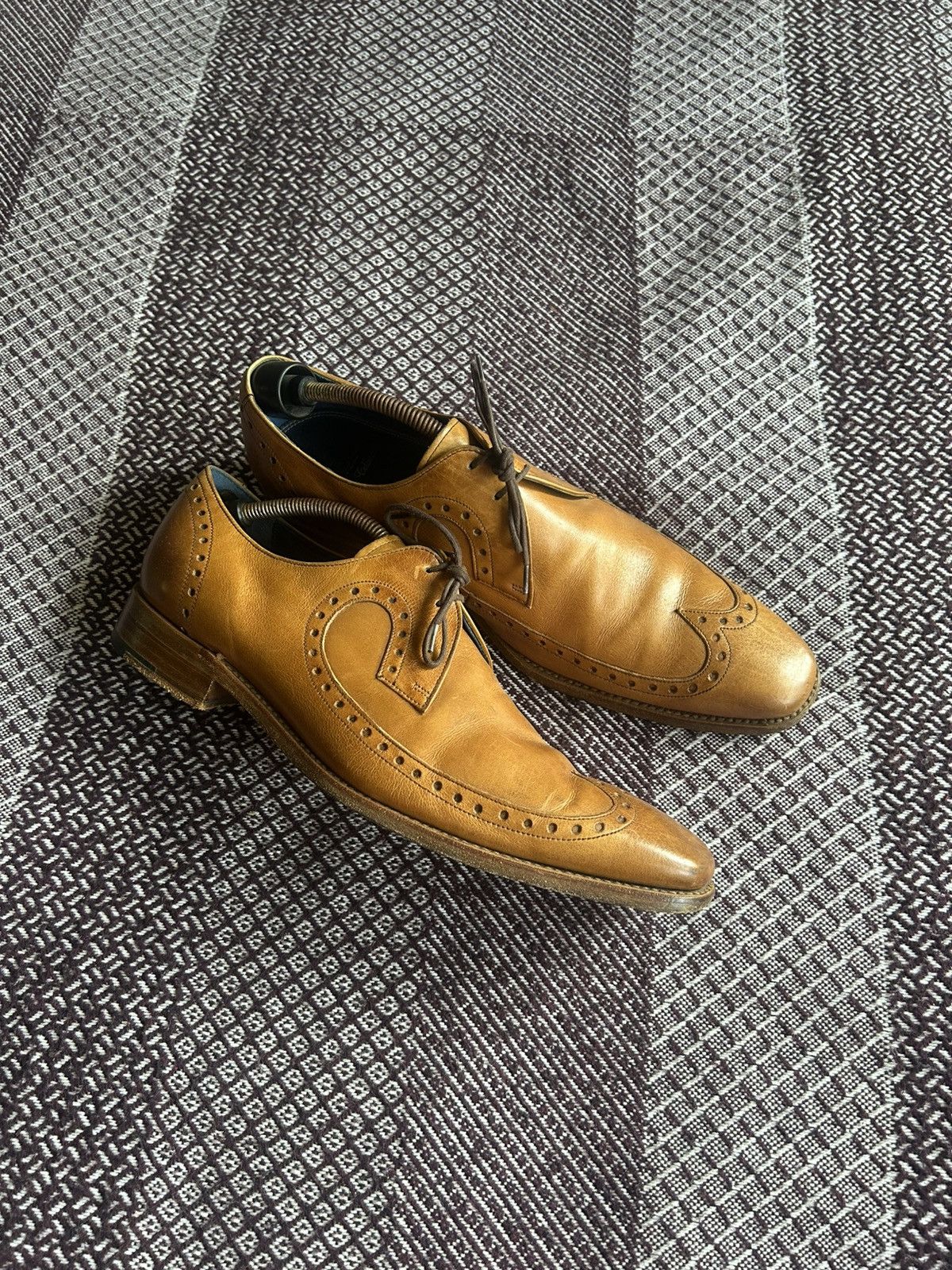 Vintage Barker Leather Luxury Shoes Brown Brogues Size 44 C14 Solid, Men's