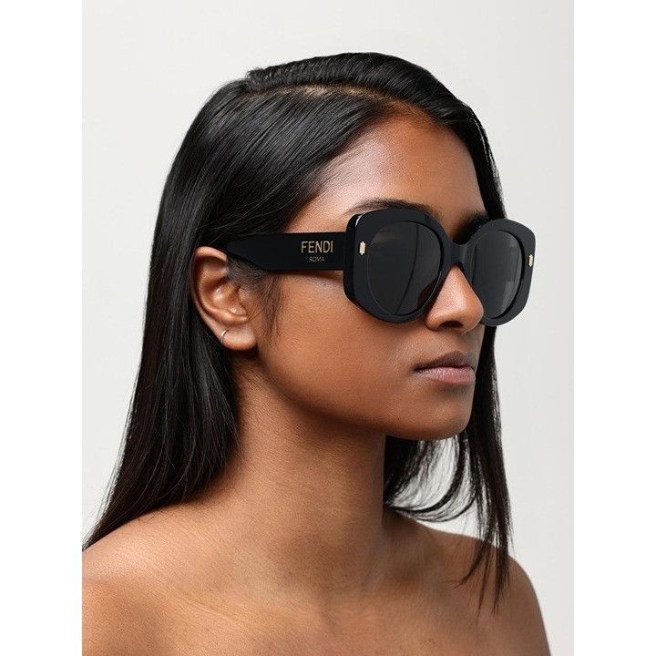 Fendi FE40137I 01A Sunglasses Black Butterfly Frame