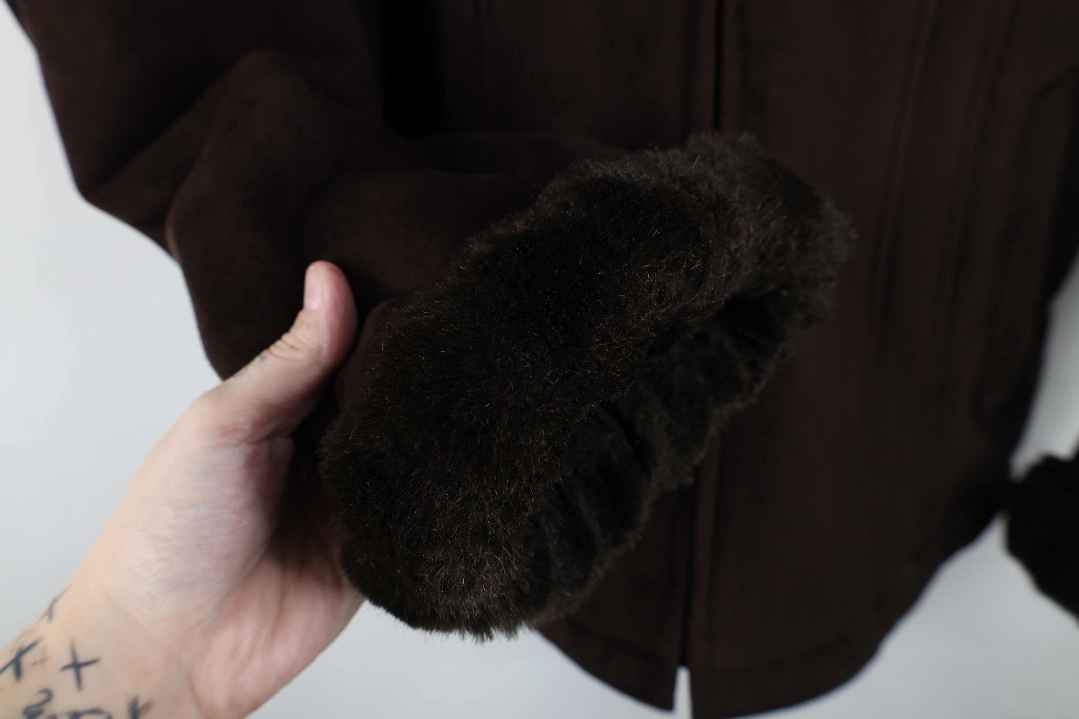 Esprit Vtg 90s Y2K Esprit Plush Penny Lane Hooded Jacket Brown Size L / US 10 / IT 46 - 5 Thumbnail