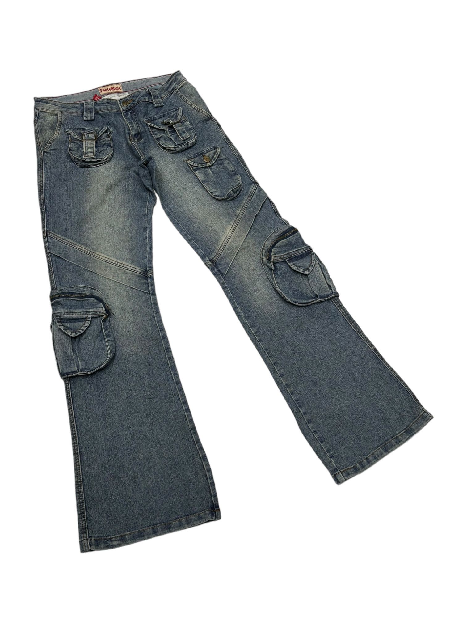 If Six Was Nine 🔥14TH ADDICTION INSPIRE BONDAGE 3D POCKET FLARE CARGO JEANS Size US 31 - 4 Thumbnail