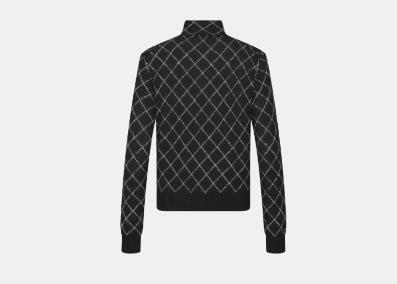 Dior o1w1db11225 454S17 Tied Collar Sweater in Black/White Size L / US 10 / IT 46 - 2 Thumbnail