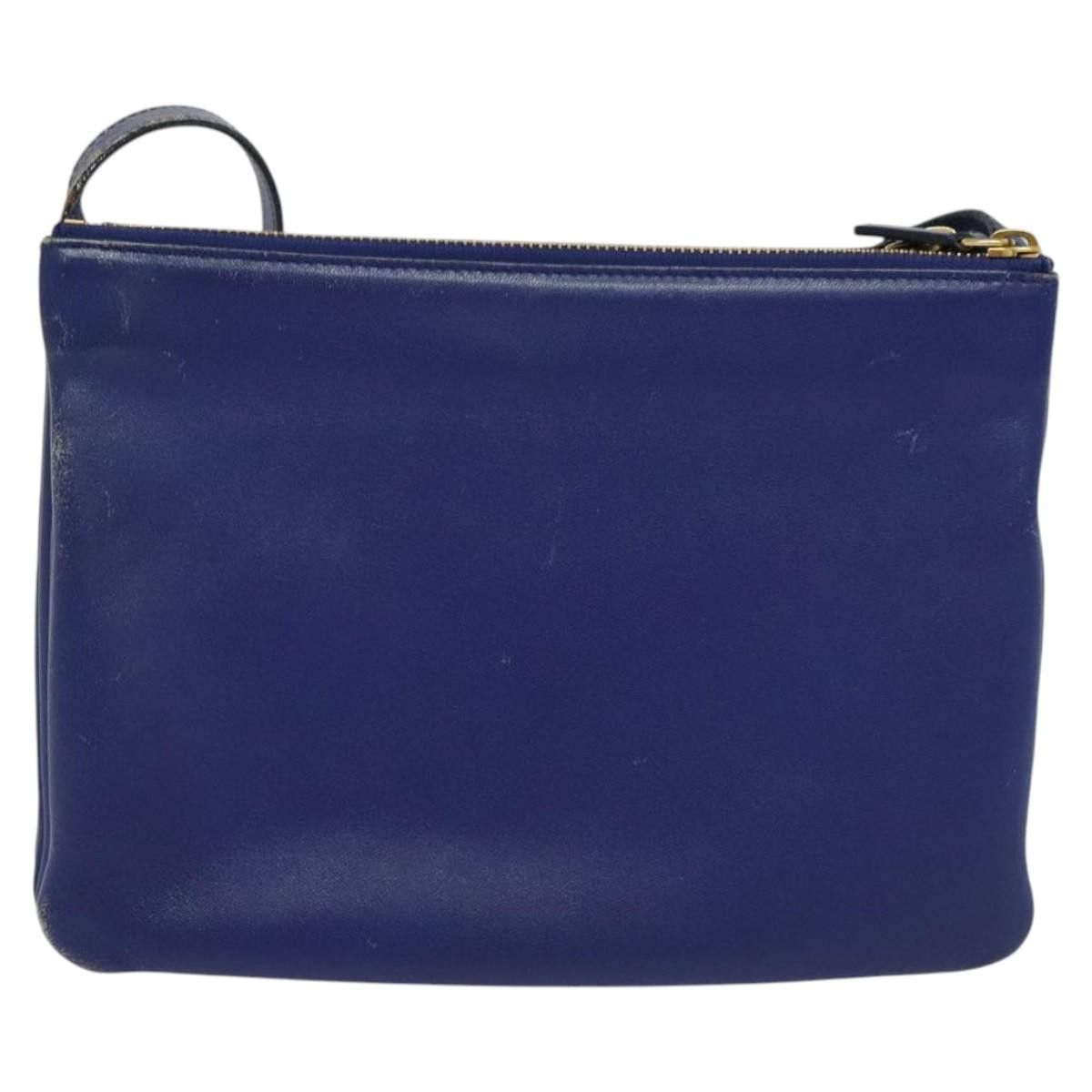 Celine CELINE Trio Shoulder Bag Leather Blue Gold Size ONE SIZE - 3 Thumbnail