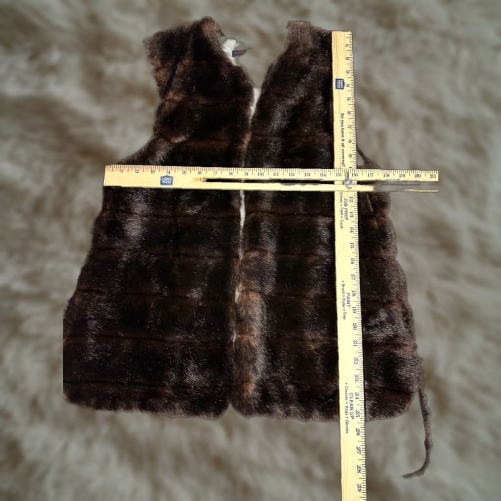 Vintage Harvey Faircloth Womens Vest Sz 4 Brown Faux Mink Fur Open Front High Low Hem Size S / US 4 / IT 40 - 1 Thumbnail