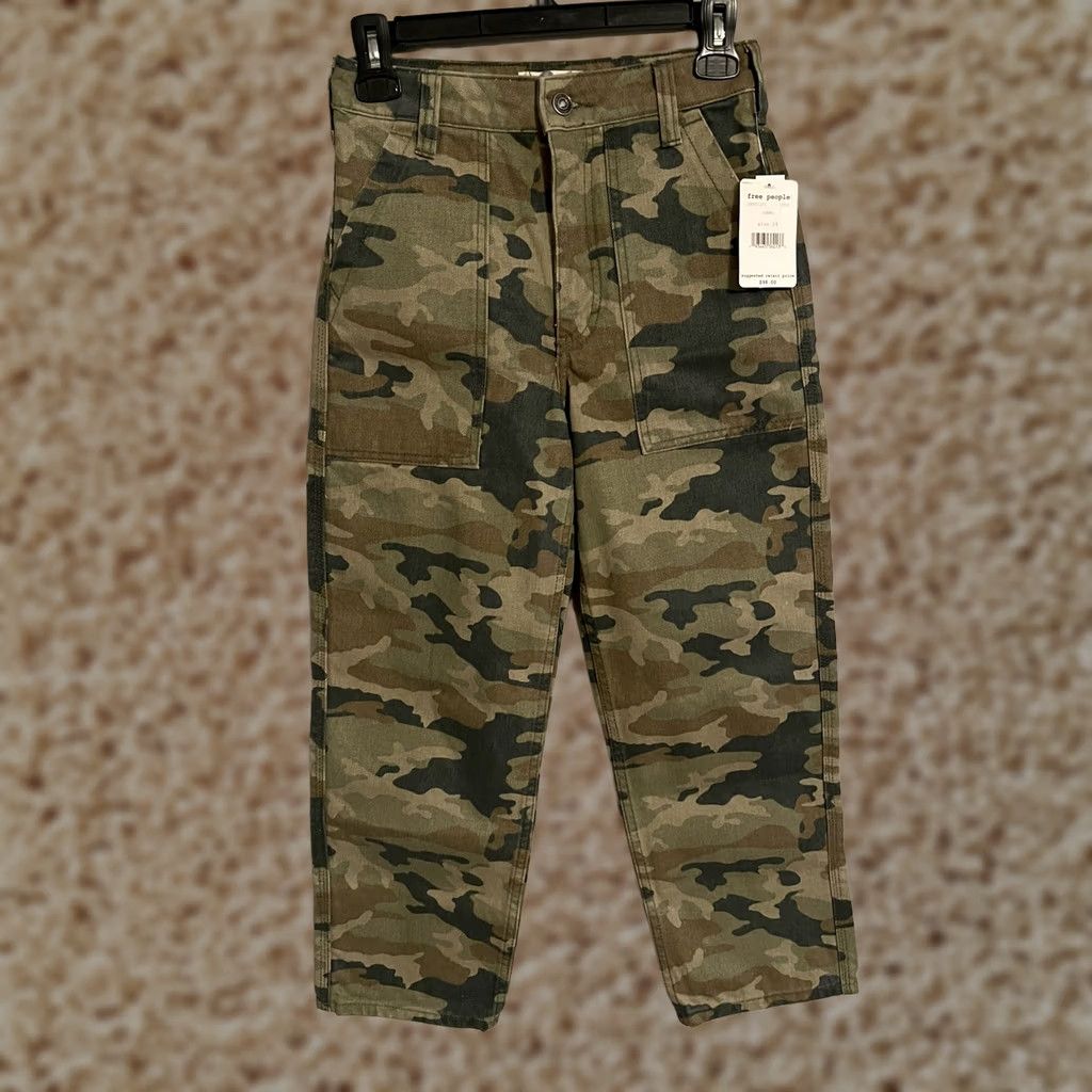 Free People Free People Remy Camo Crop Pants Moss OB957301 Wide Leg New Women's 24 Size 42" / US 20 - 1 Thumbnail