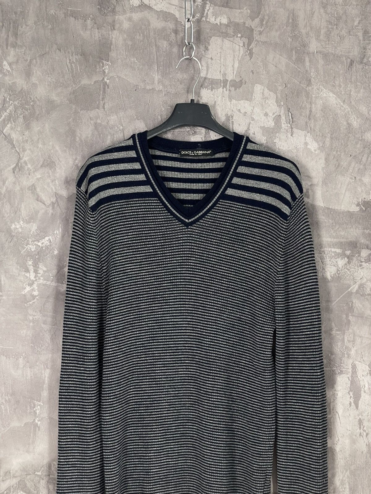 Dolce & Gabbana × Vintage Vintage Dolce Gabbana Chain Y2K Striped Knit Sweater Size US M / EU 48-50 / 2 - 2 Thumbnail